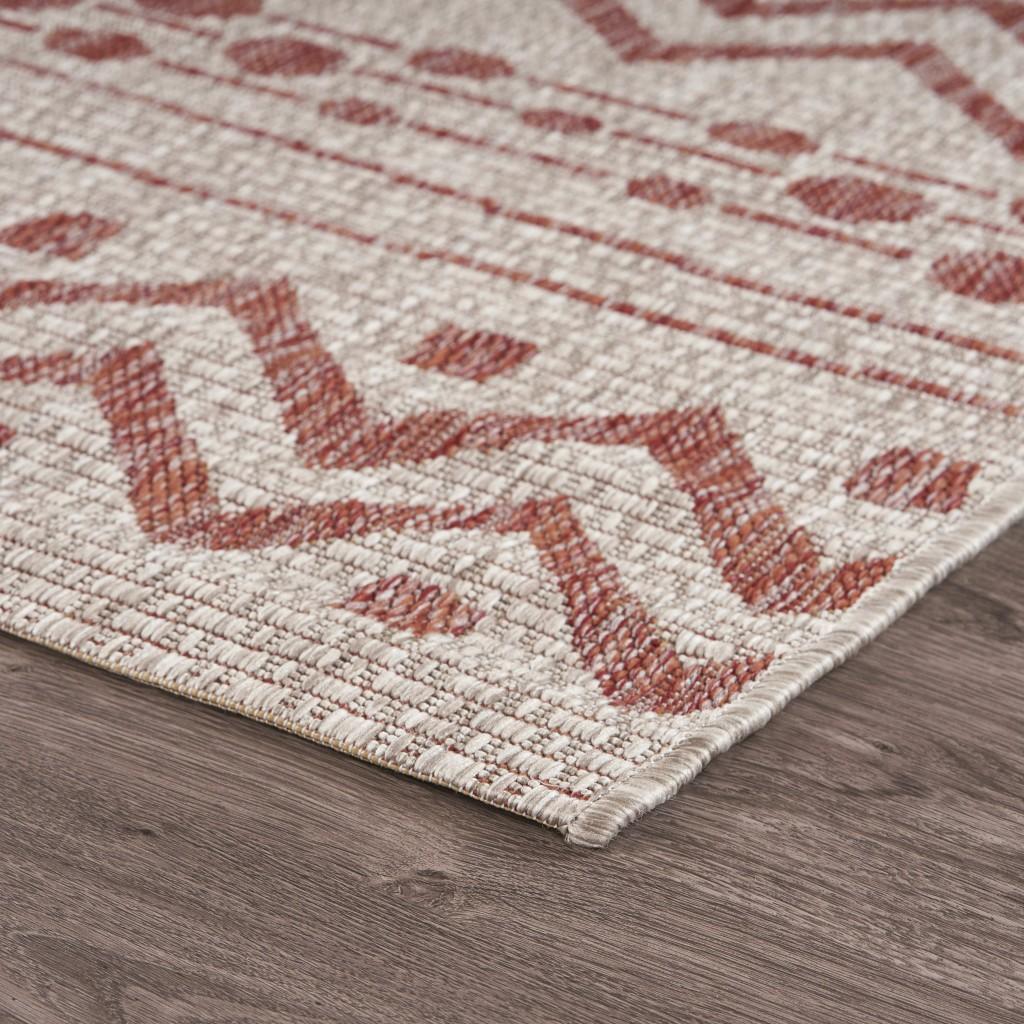 5’ x 8’ Red Zigzag Indoor Outdoor Area Rug