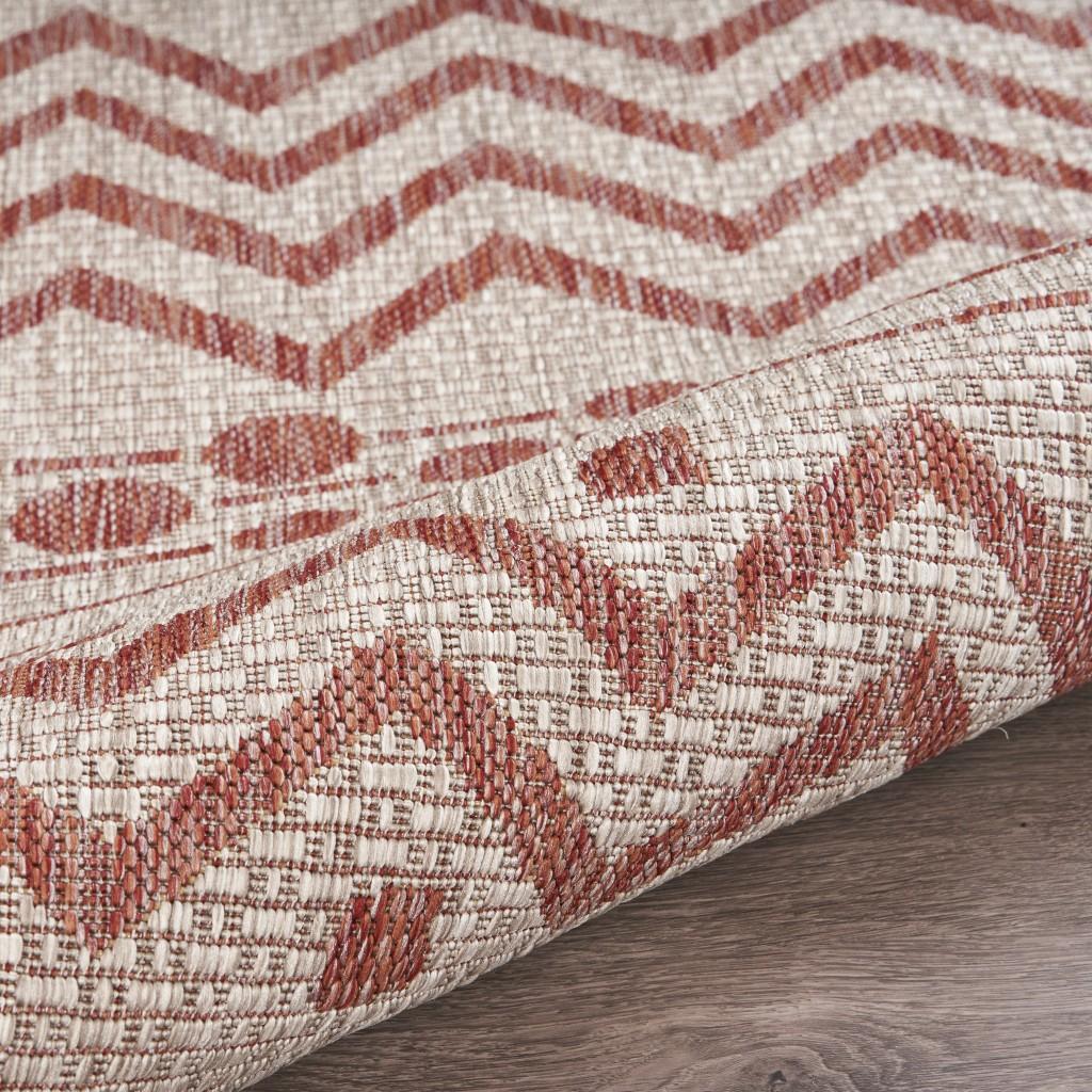 5’ x 8’ Red Zigzag Indoor Outdoor Area Rug