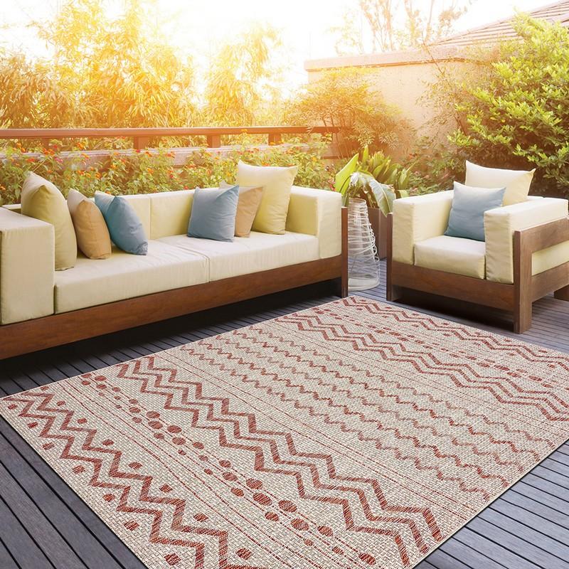 8’ x 10’ Red Zigzag Indoor Outdoor Area Rug