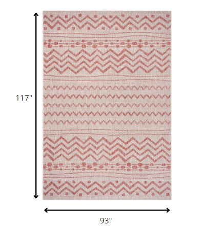 8’ x 10’ Red Zigzag Indoor Outdoor Area Rug