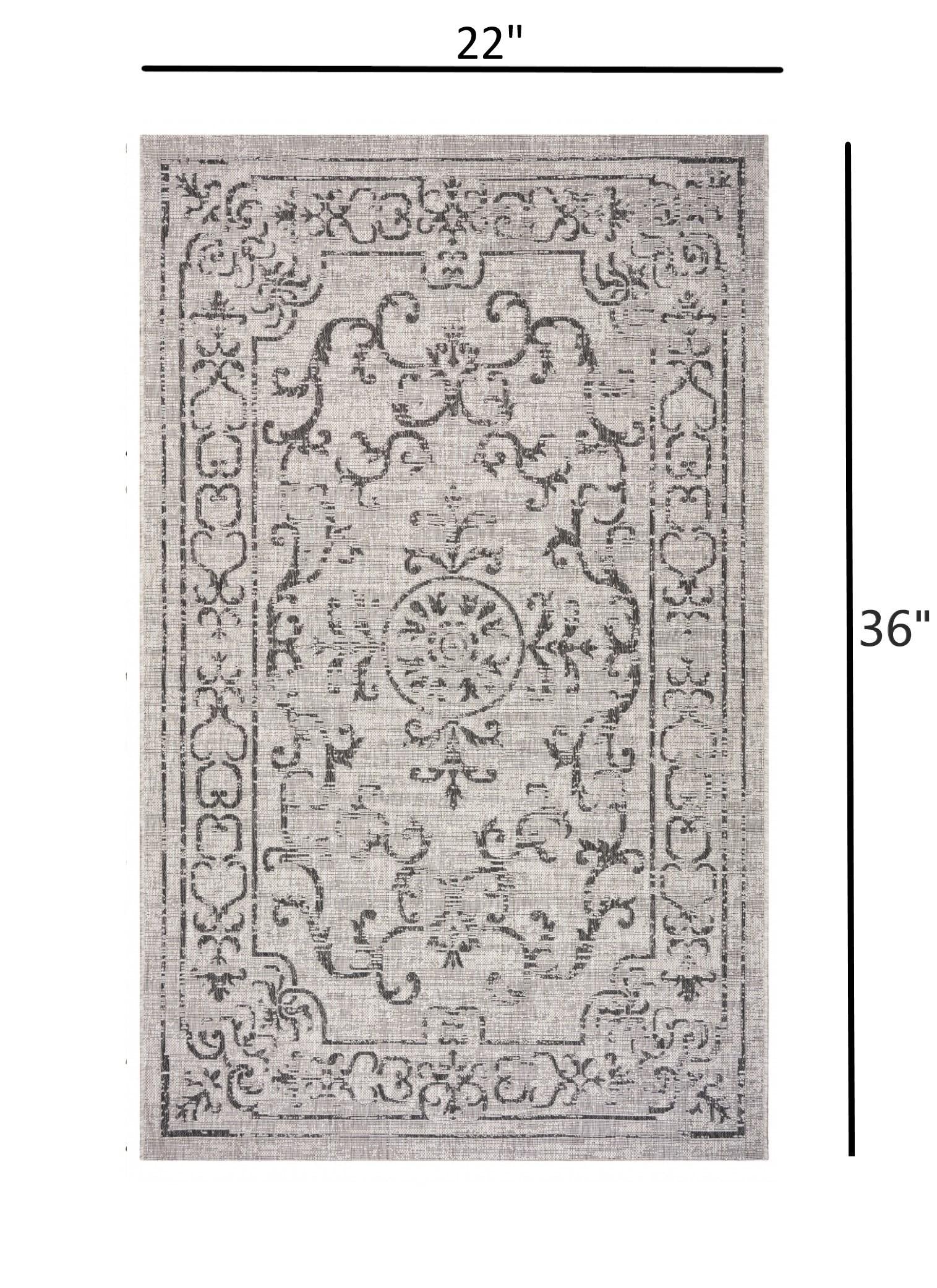 2’ x 3’ Grayscale Indoor Outdoor Scatter Rug