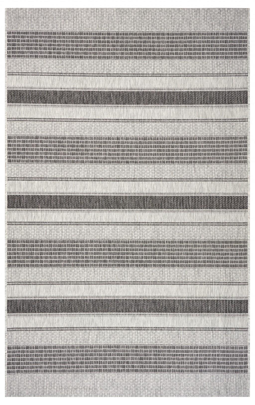 5’ x 8’ Monochrome Striped Indoor Outdoor Area Rug