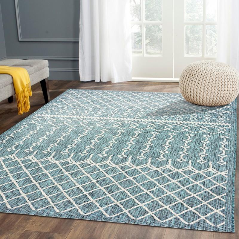 5’ x 8’ Blue Array Indoor Outdoor Area Rug