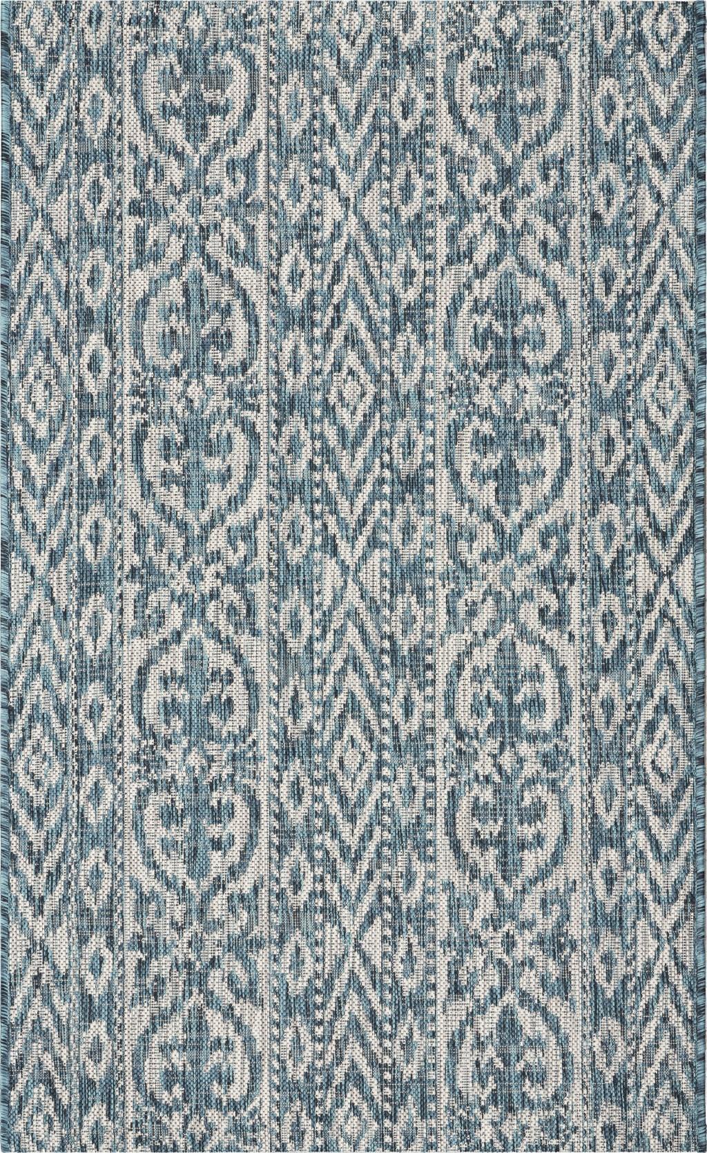 3’ x 5’ Blue Geometric Indoor Outdoor Area Rug