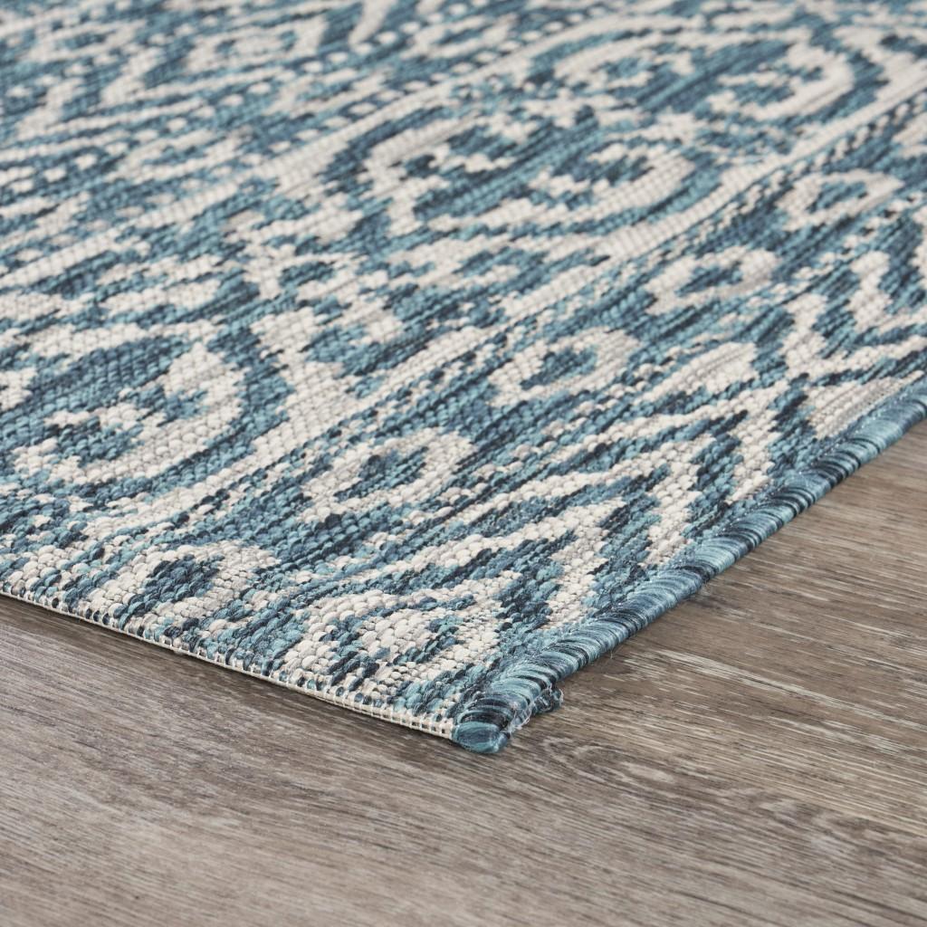 3’ x 5’ Blue Geometric Indoor Outdoor Area Rug