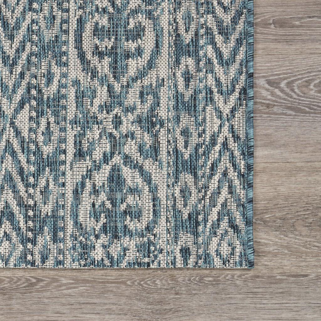 3’ x 5’ Blue Geometric Indoor Outdoor Area Rug