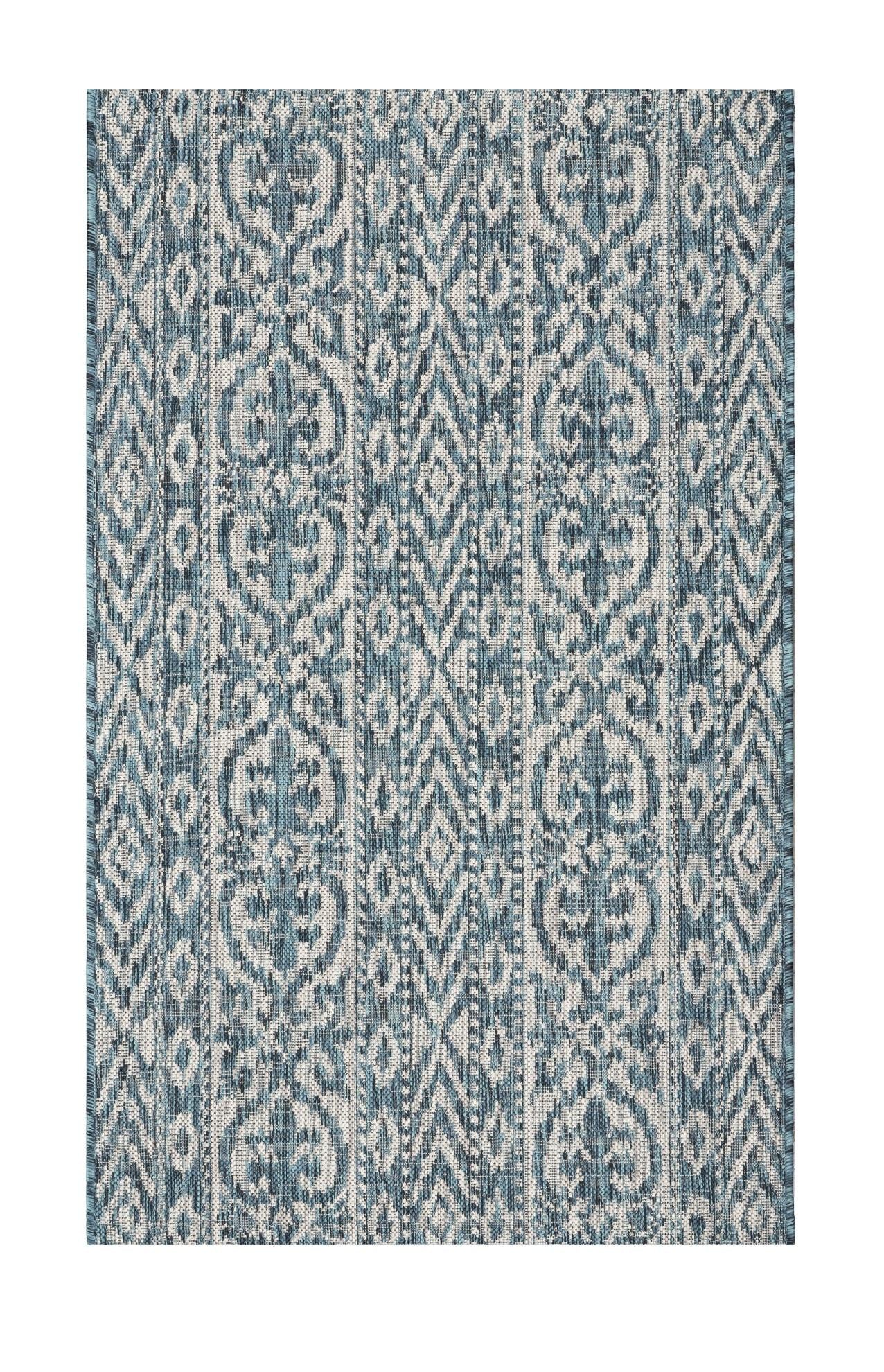 3’ x 5’ Blue Geometric Indoor Outdoor Area Rug