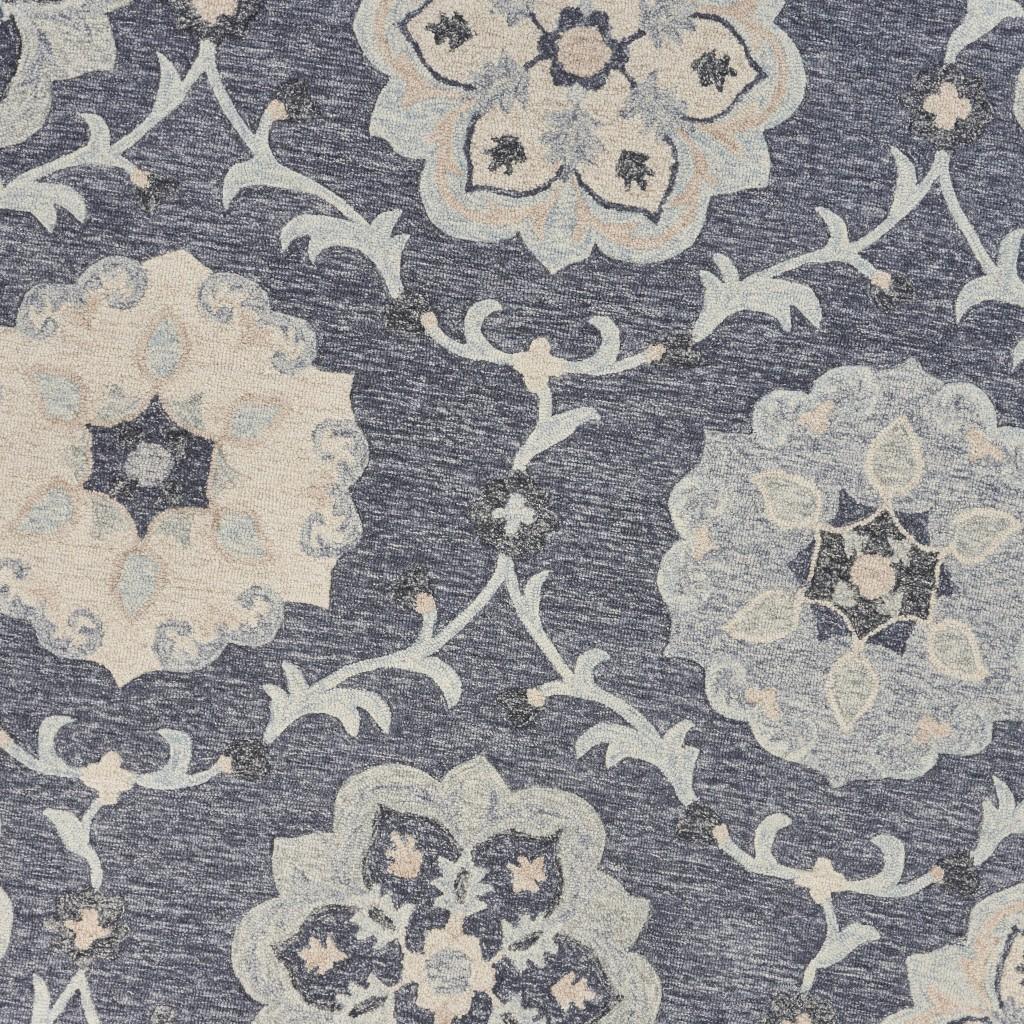 5’ Round Gray Floral Trellis Area Rug Default Title