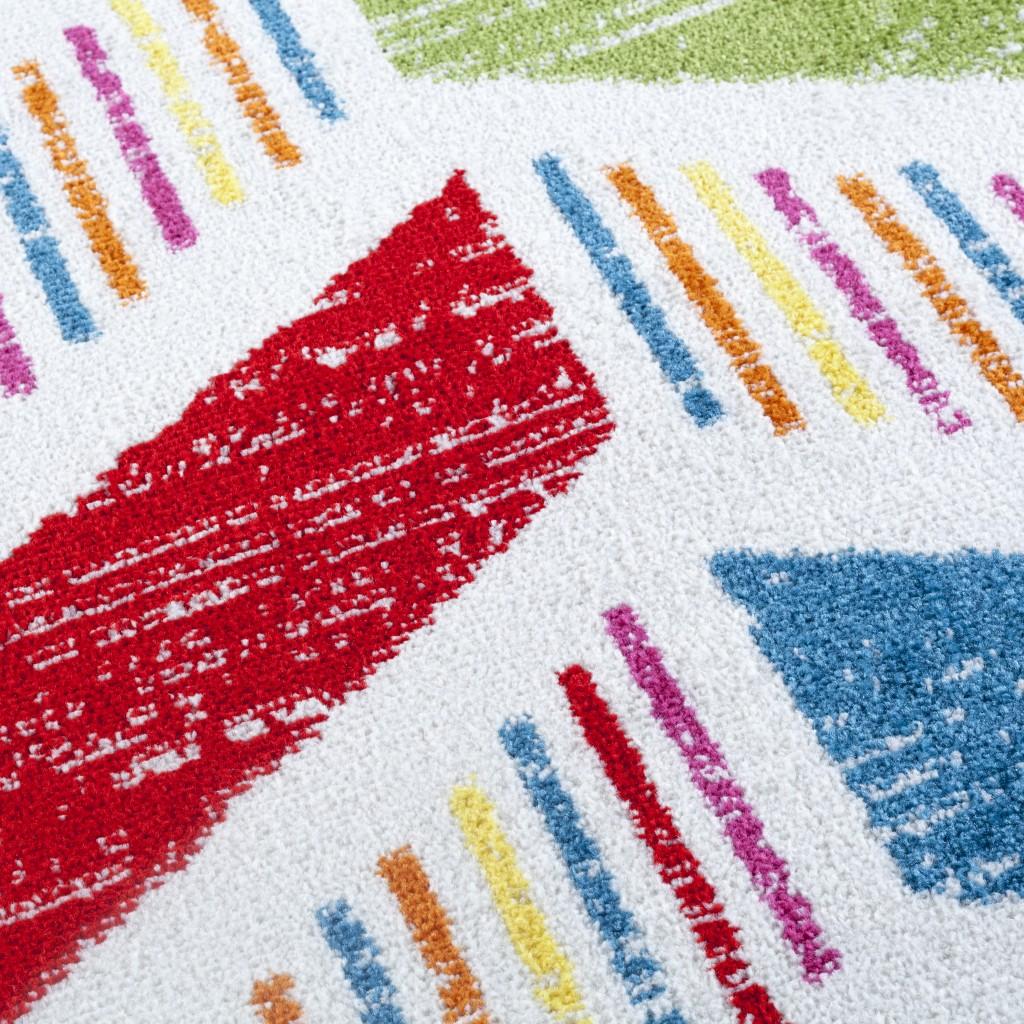 5’ Round Colorful Herringbone Pattern Area Rug