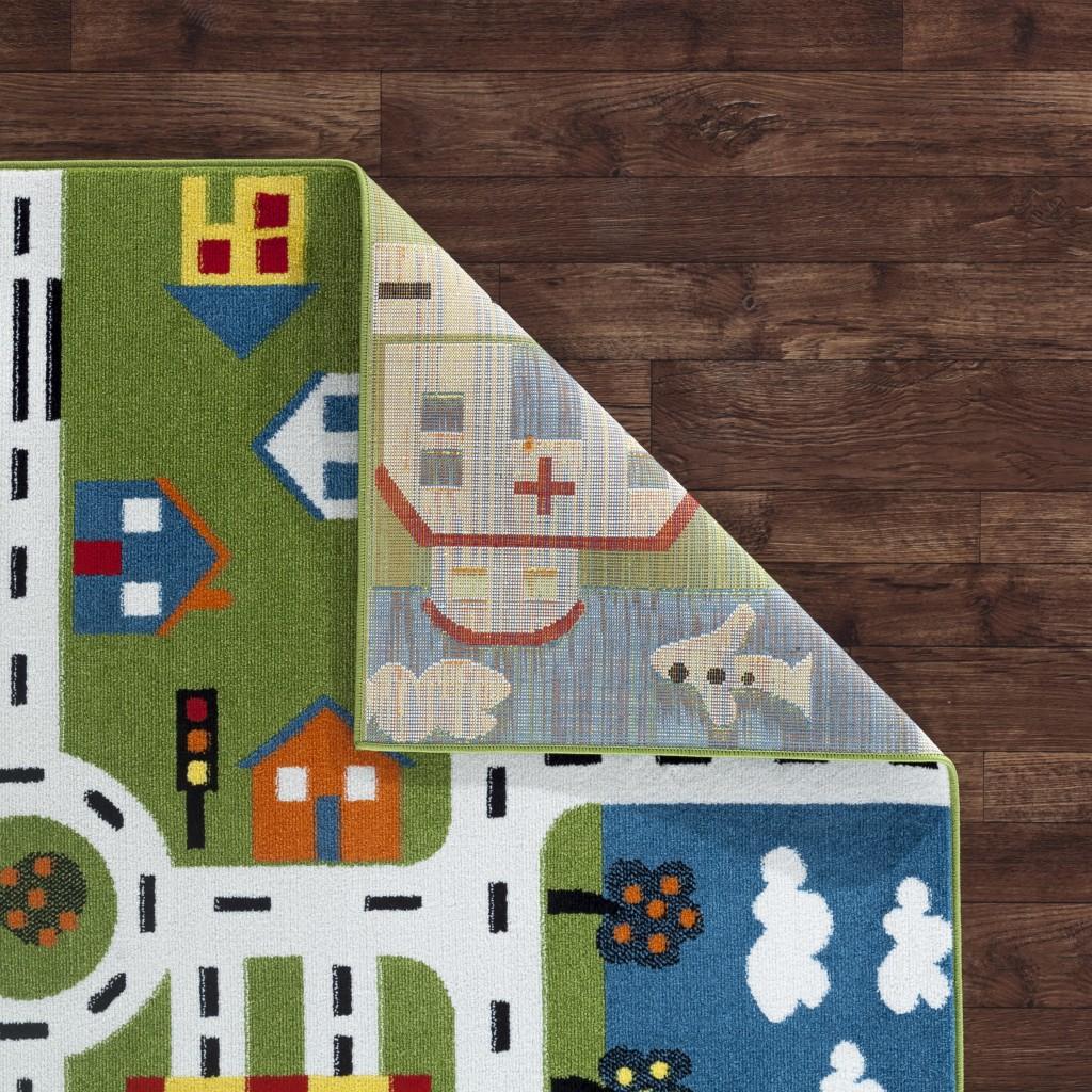 4’ x 6’ Green Imaginative Town Area Rug