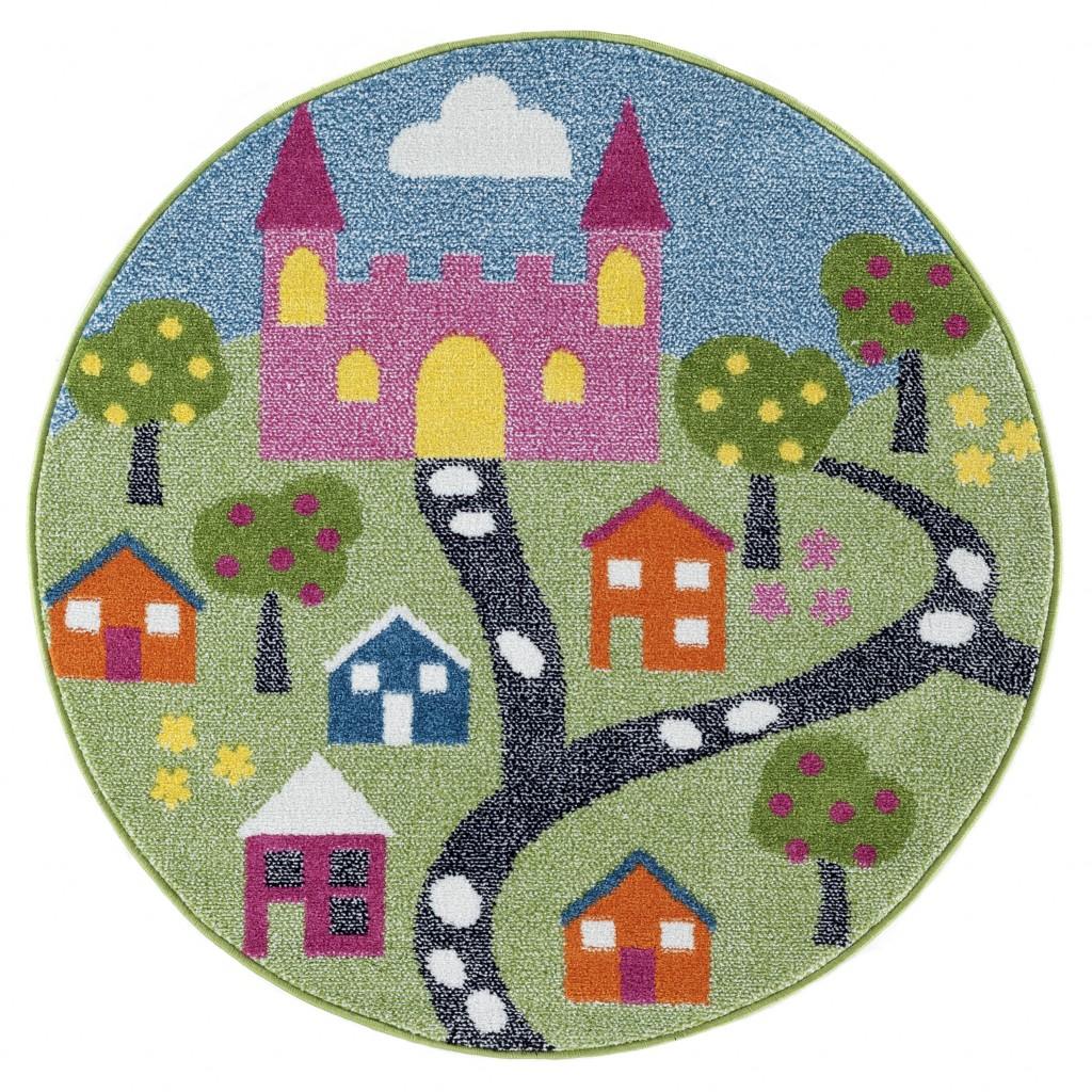 5’ Round Green Palace Roadway Area Rug Default Title