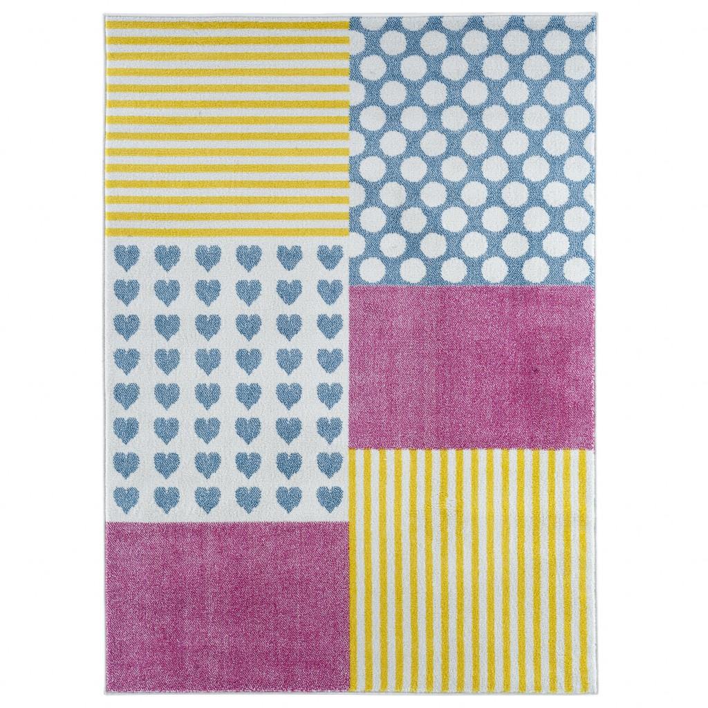 5’ x 7’ Blue Yellow Pink Blocks Area Rug Default Title