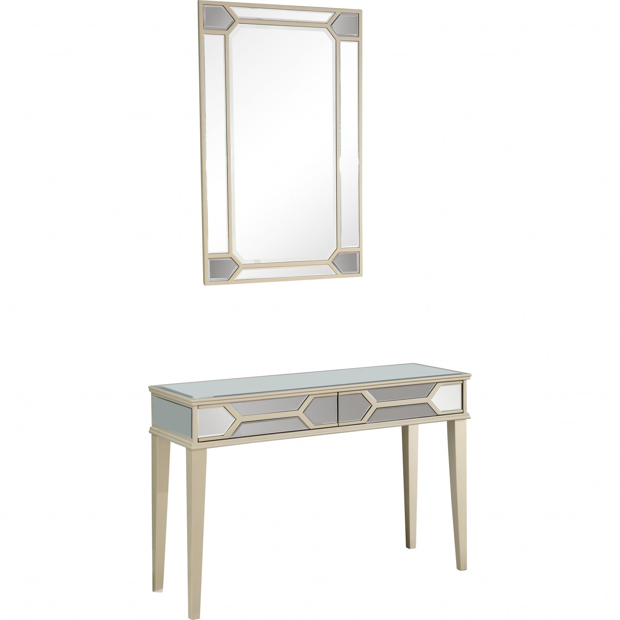 Antiqued Silver Mirror and Console Table