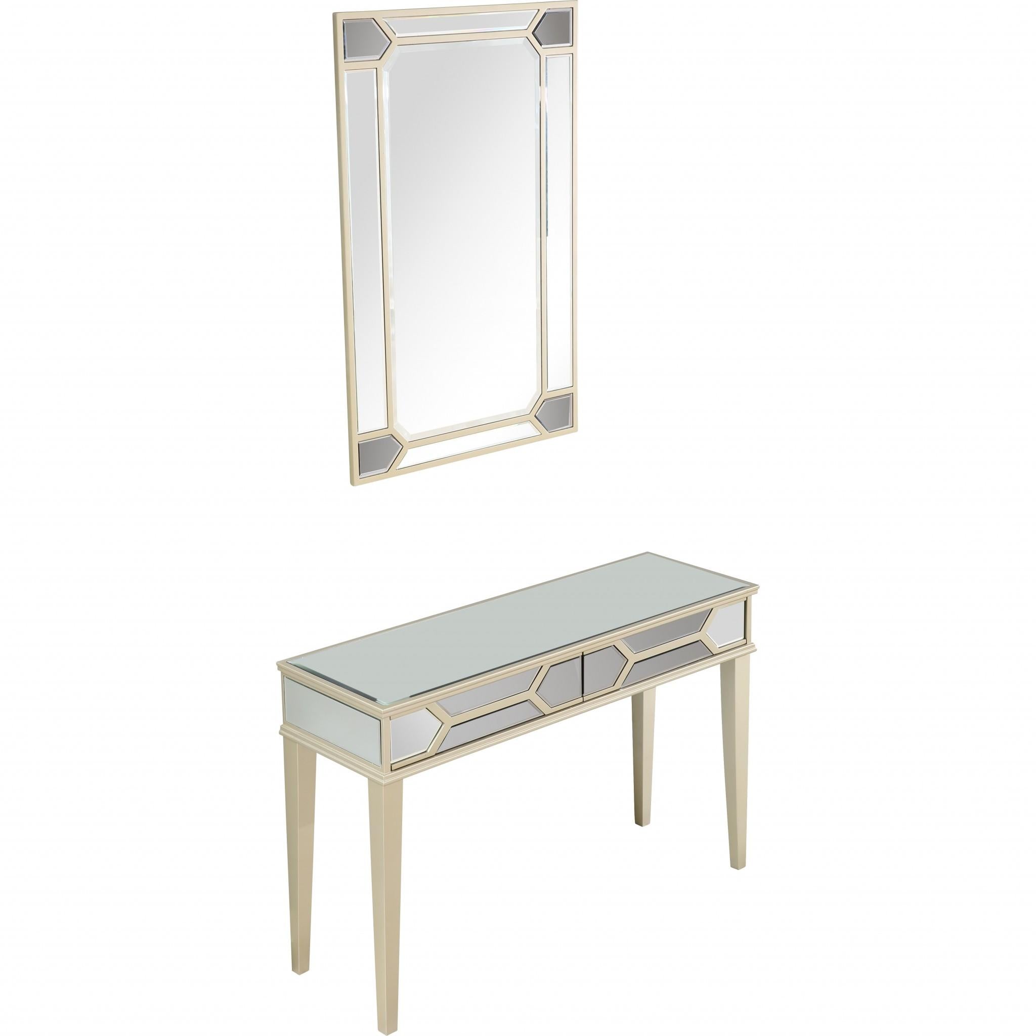 Antiqued Silver Mirror and Console Table