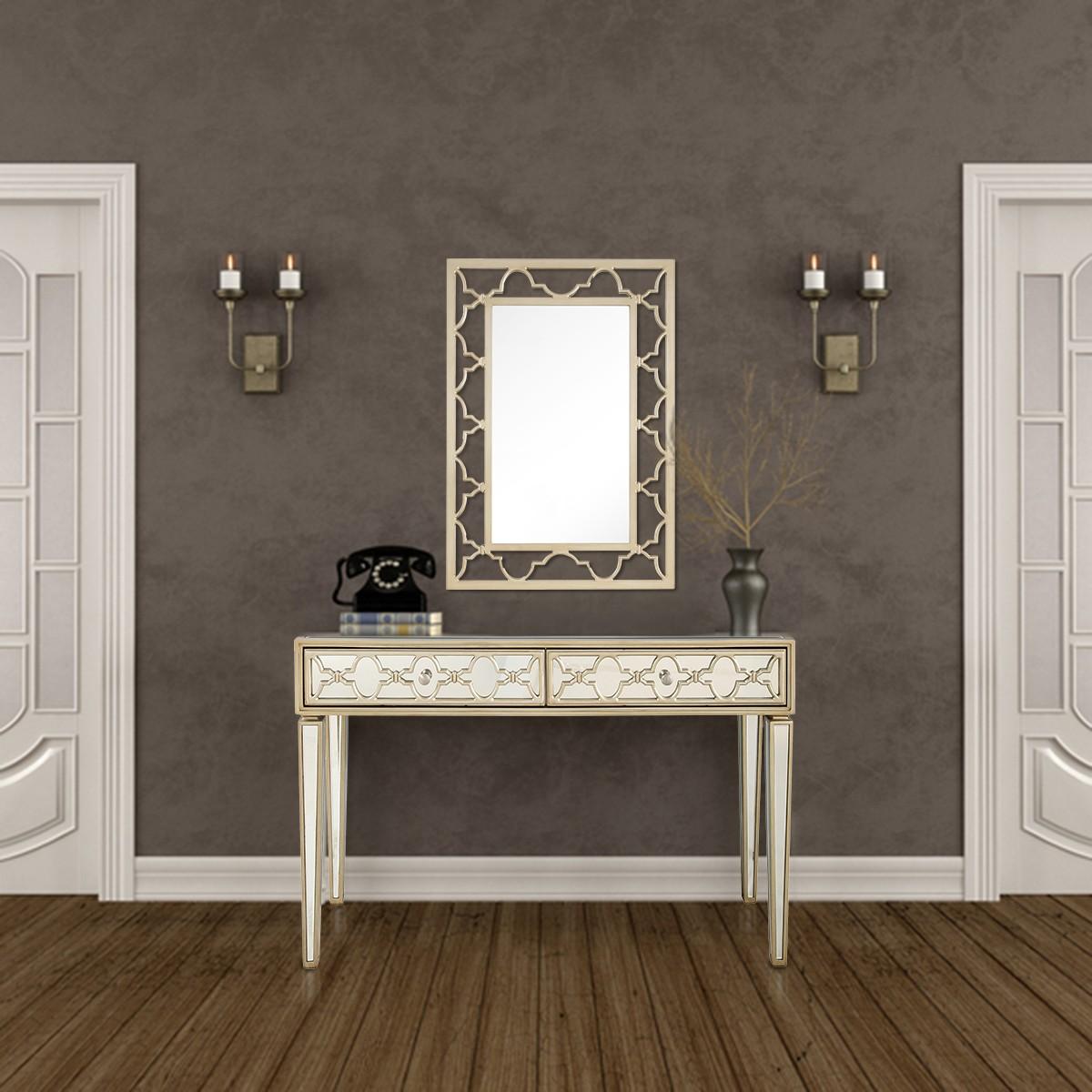 Champagne Glass Mirror Console Table