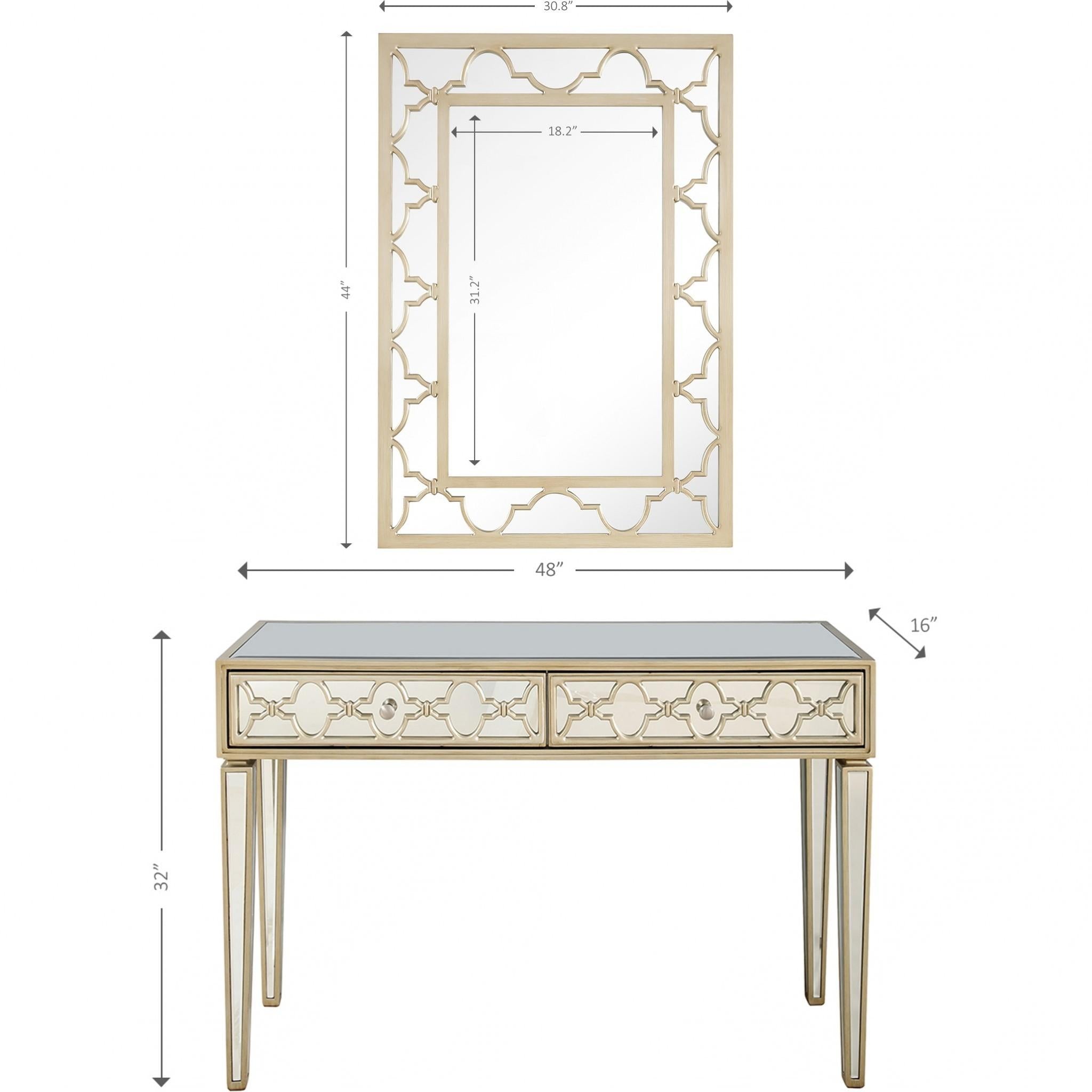 Champagne Glass Mirror and Console Table