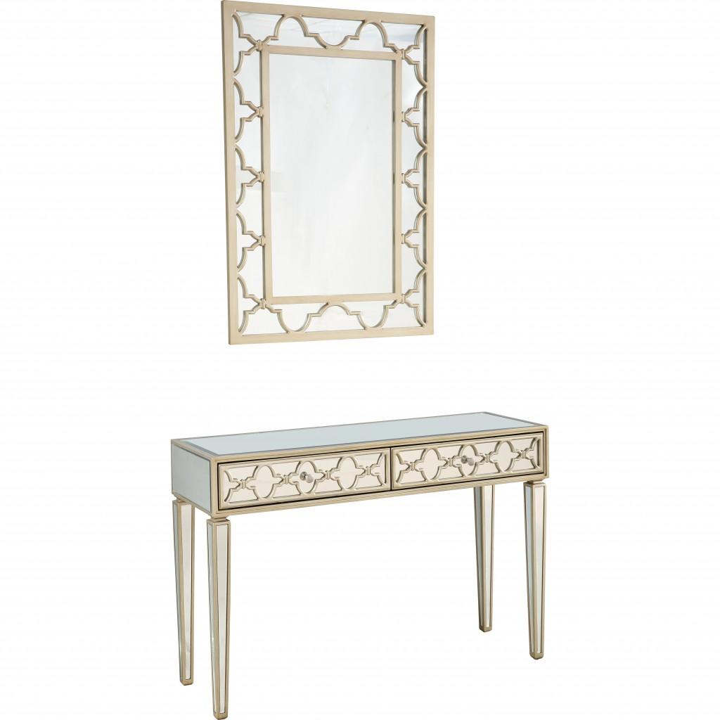 Champagne Glass Mirror and Console Table