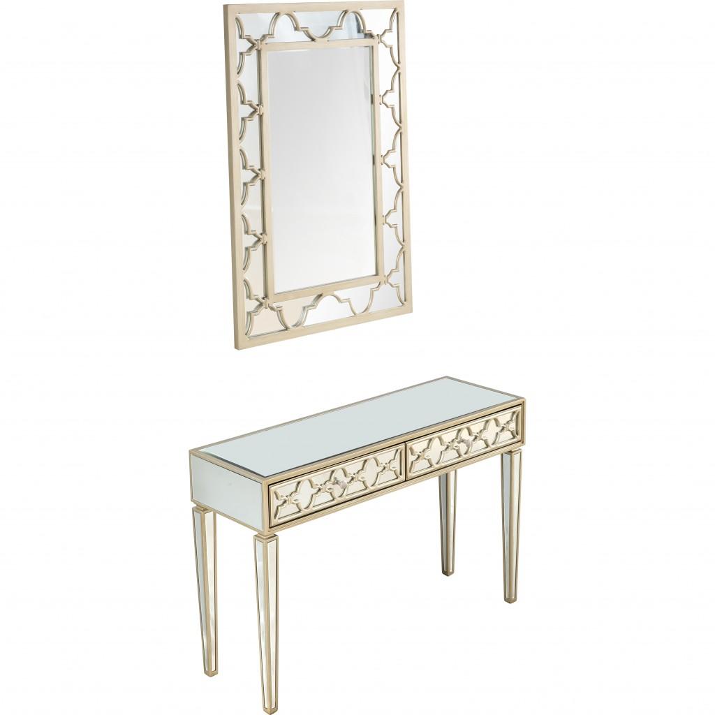 Champagne Glass Mirror and Console Table