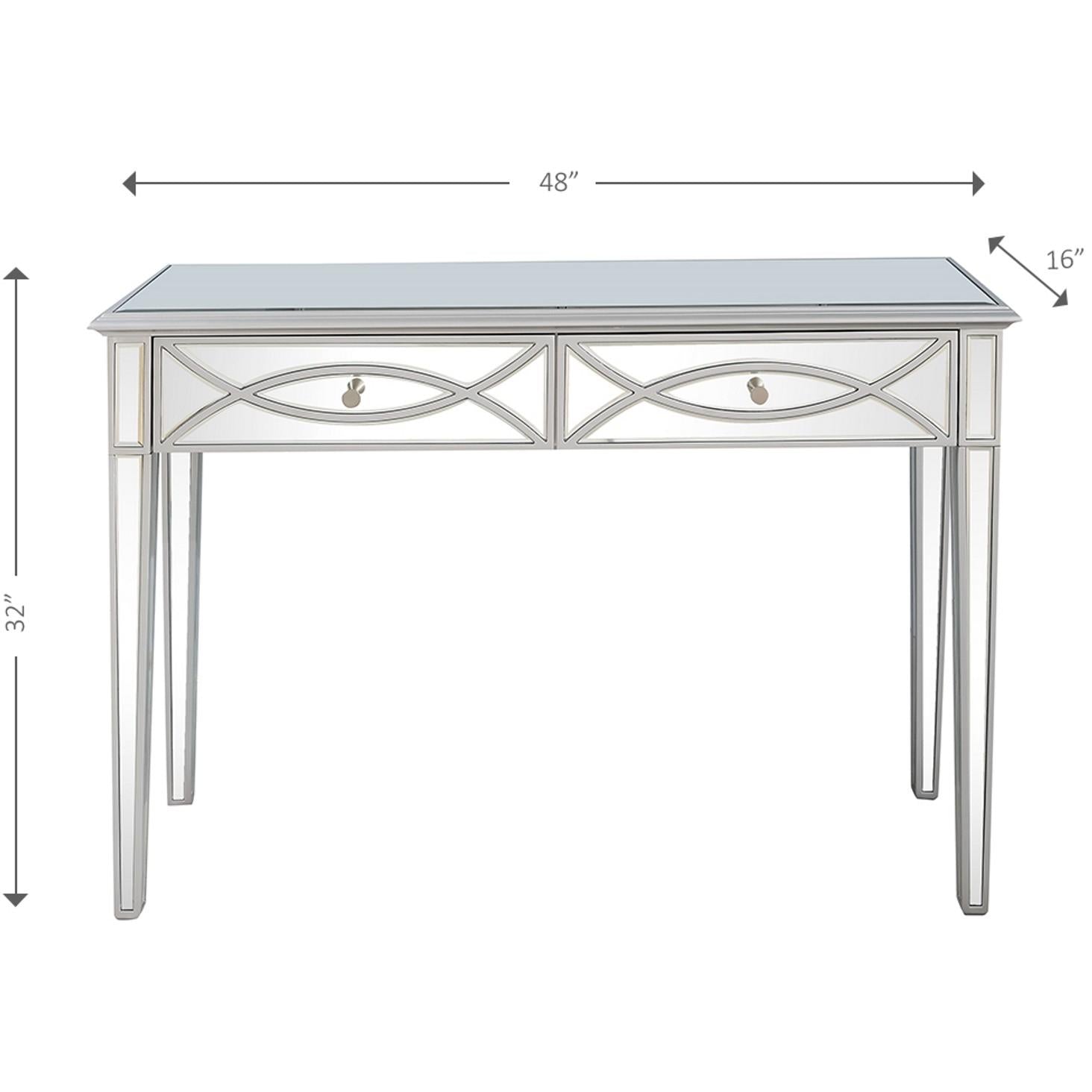 Silver Glass Mirror Console Table