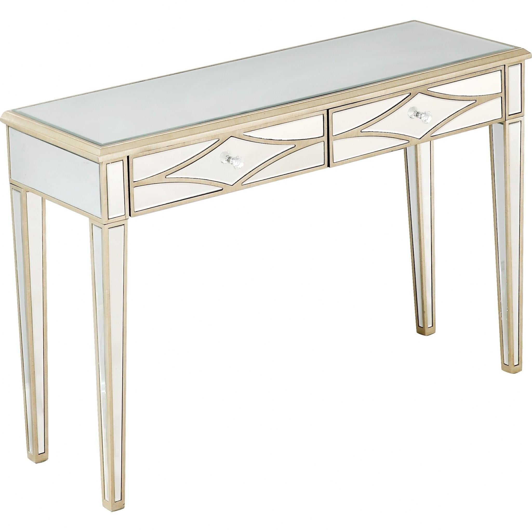 Champagne Finish Console Mirror Table