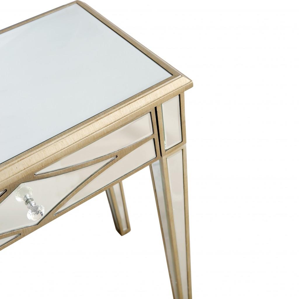 Champagne Finish Console Mirror Table