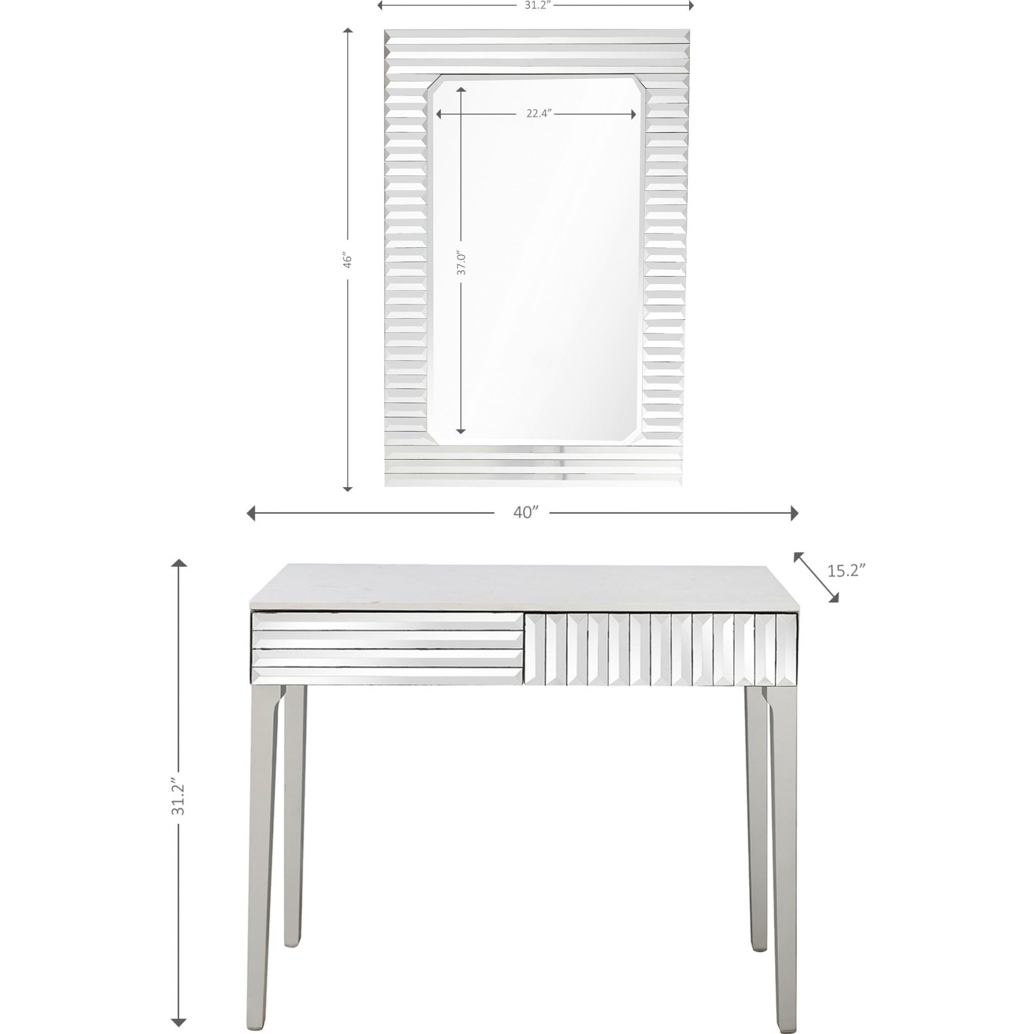 Silver Striped Mirror and Console Table