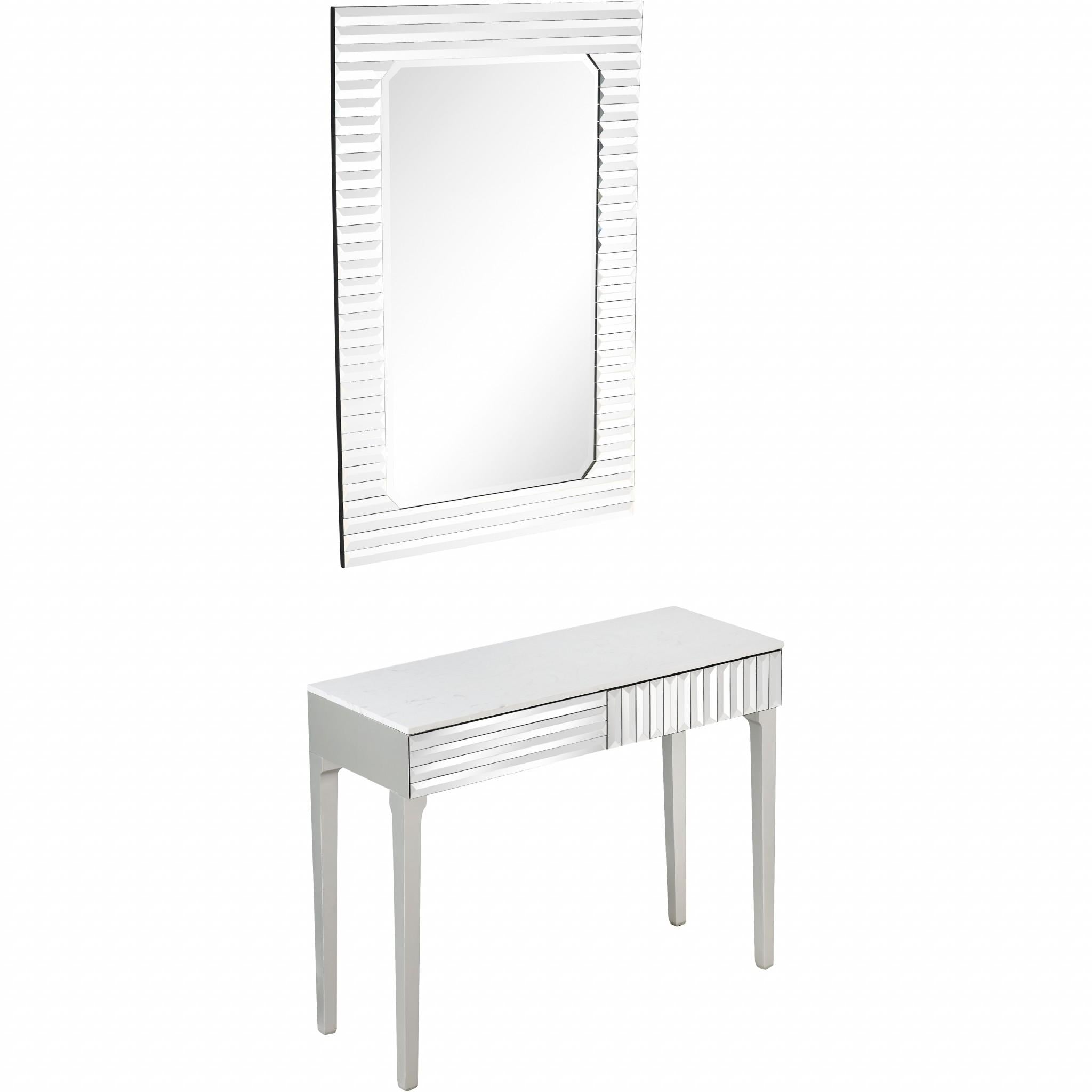 Silver Striped Mirror and Console Table