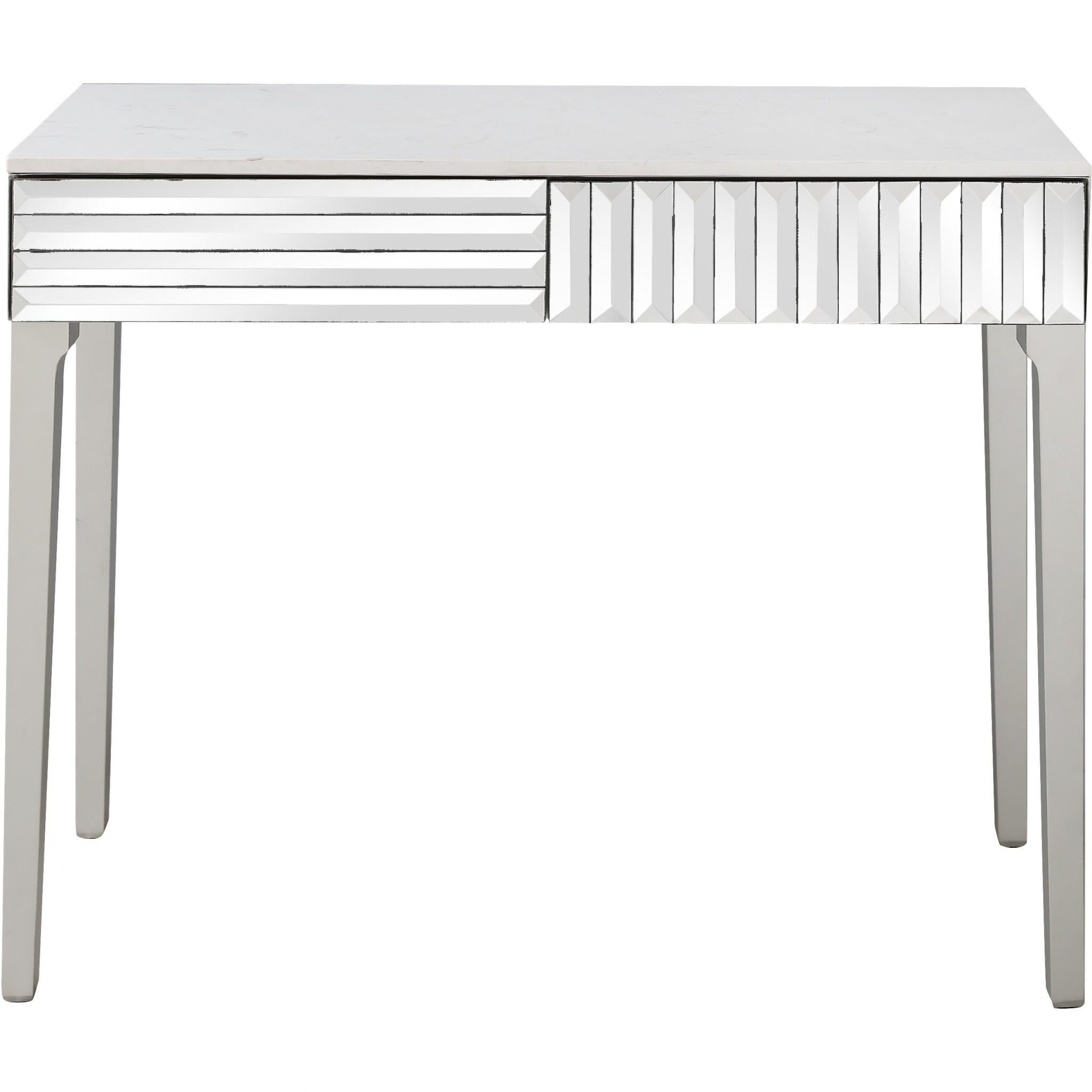 Silver Striped Mirror and Console Table