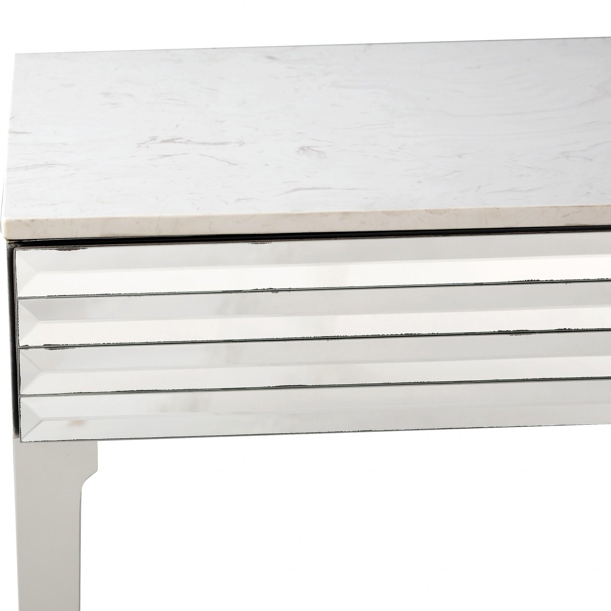 Silver Striped Mirror and Console Table