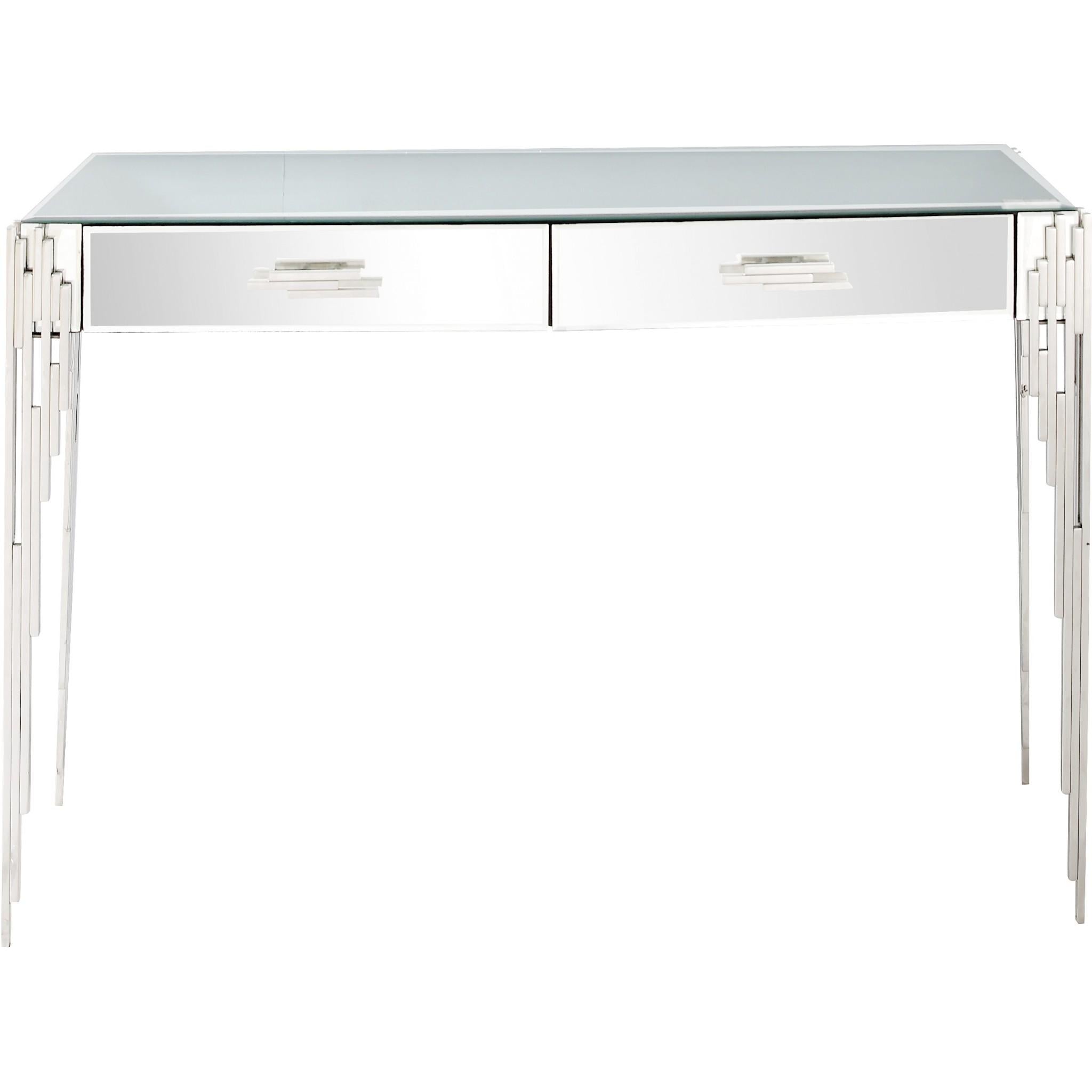 Rectangular Striped Falling Mirror and Console Table