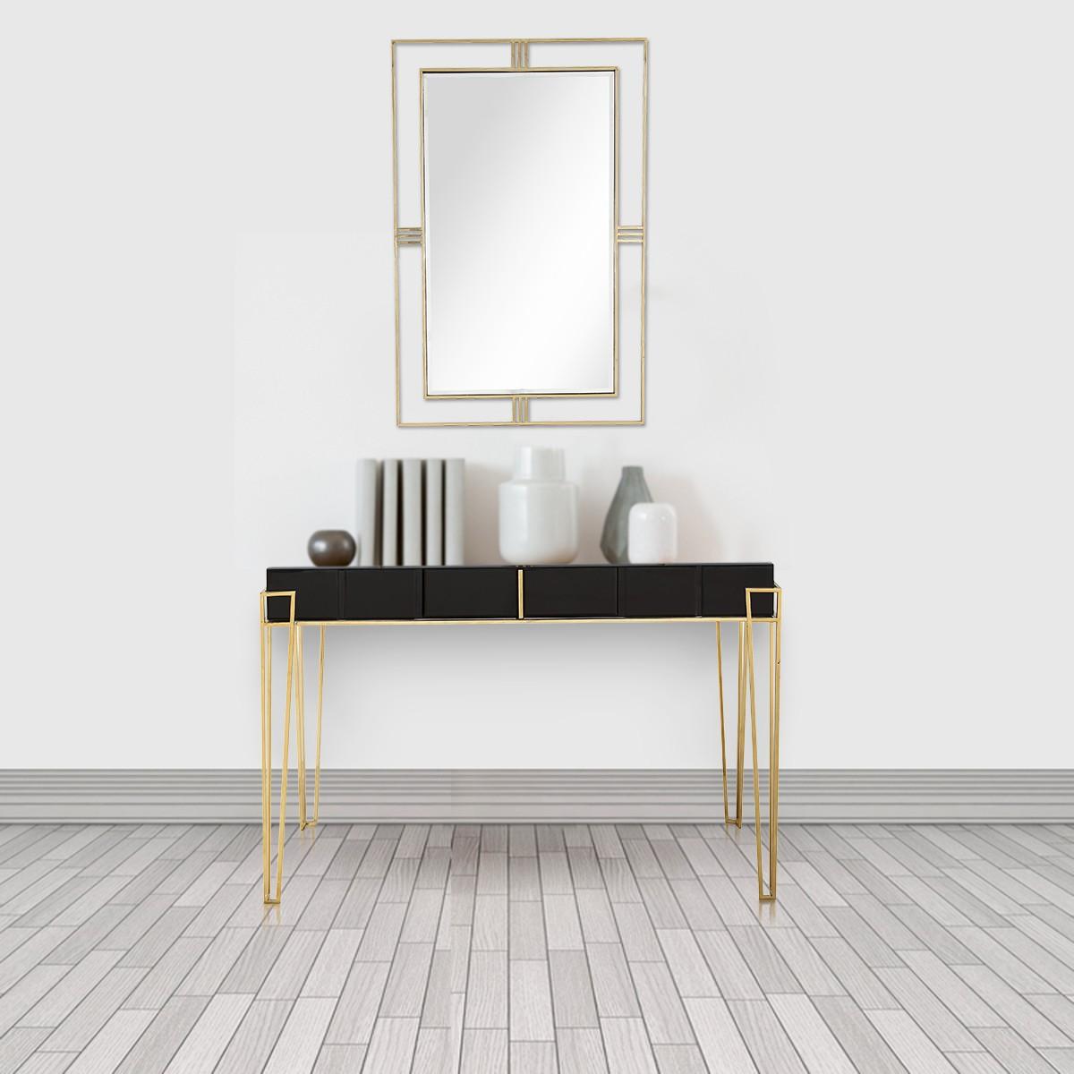 Black Mirrored Console Table