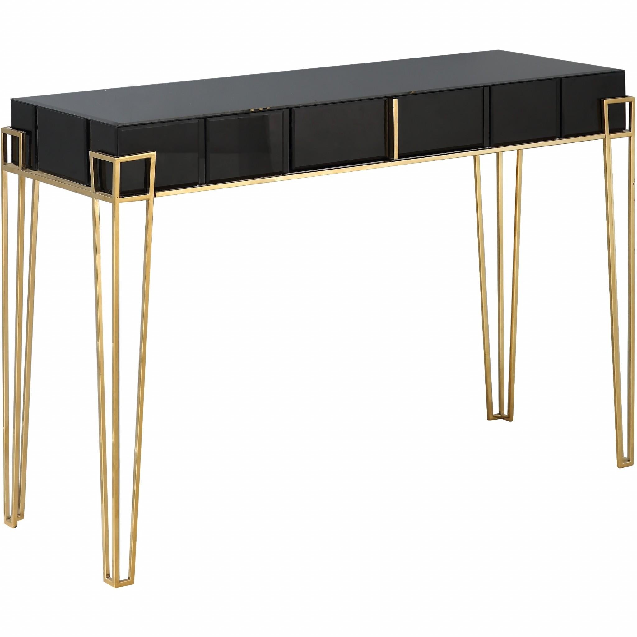 Black Mirrored Console Table