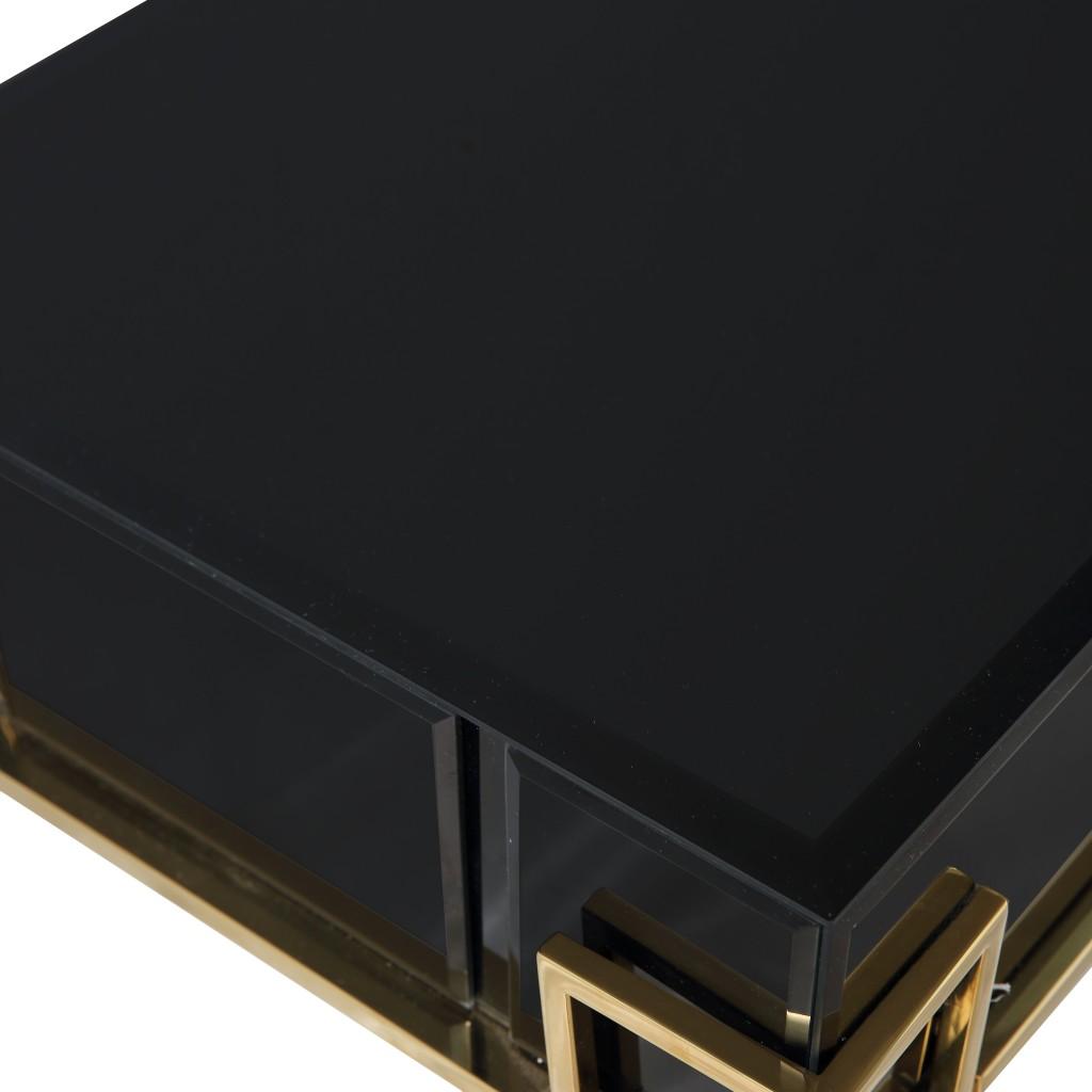 Modern Black and Gold Console Table and Mirror Set