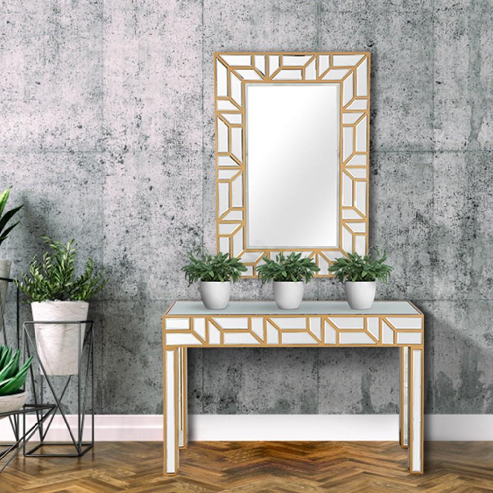 Gold Geometric Console Table