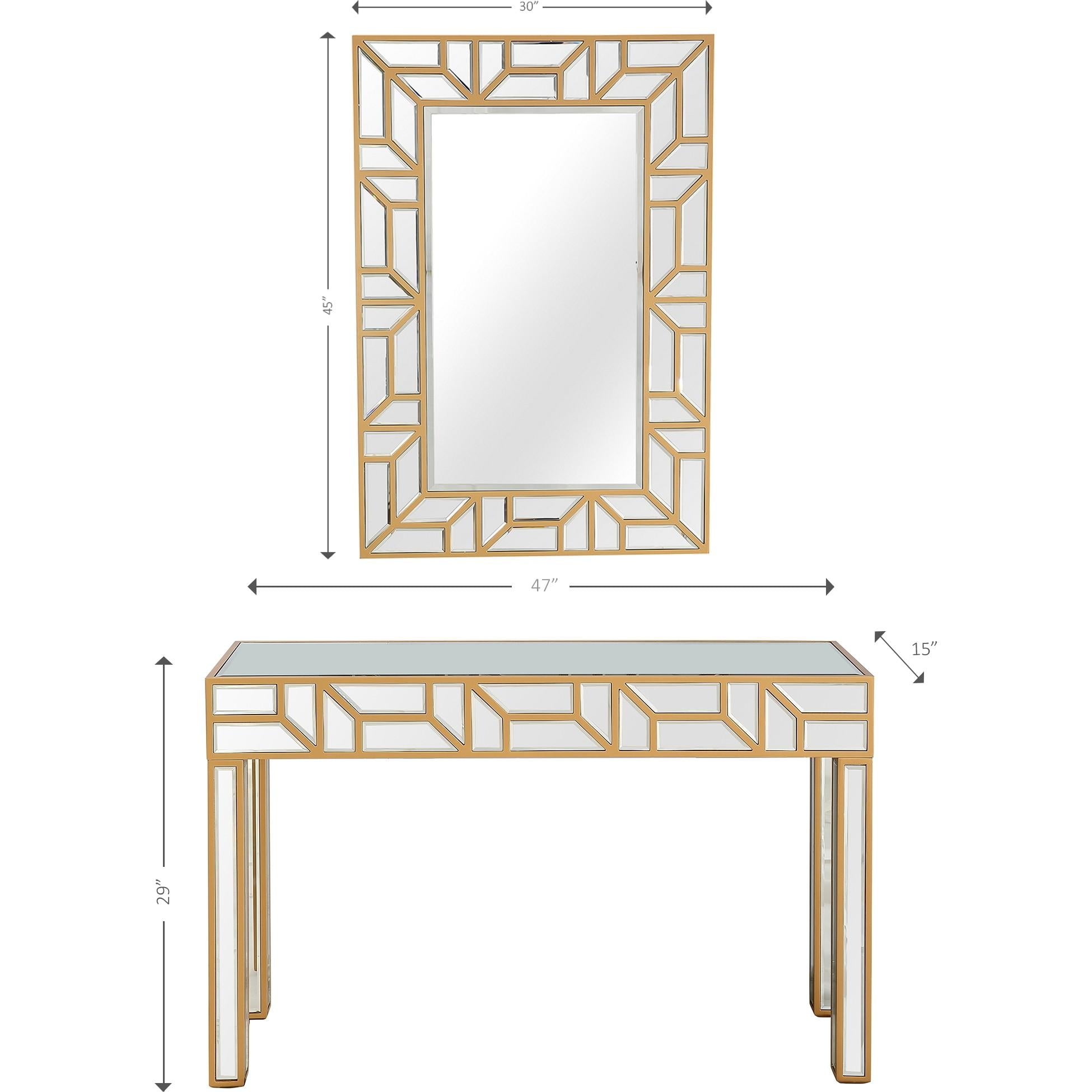 Gold Geometric Mirror and Console Table