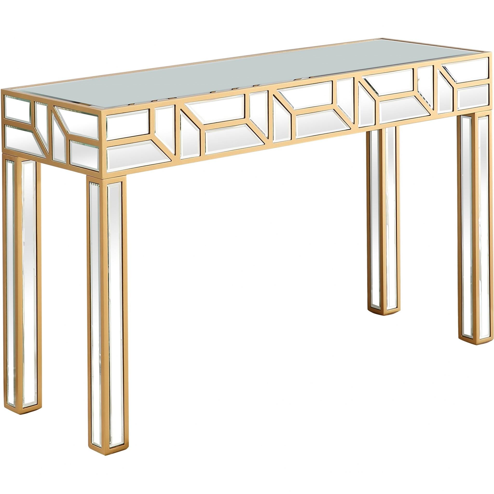 Gold Geometric Mirror and Console Table