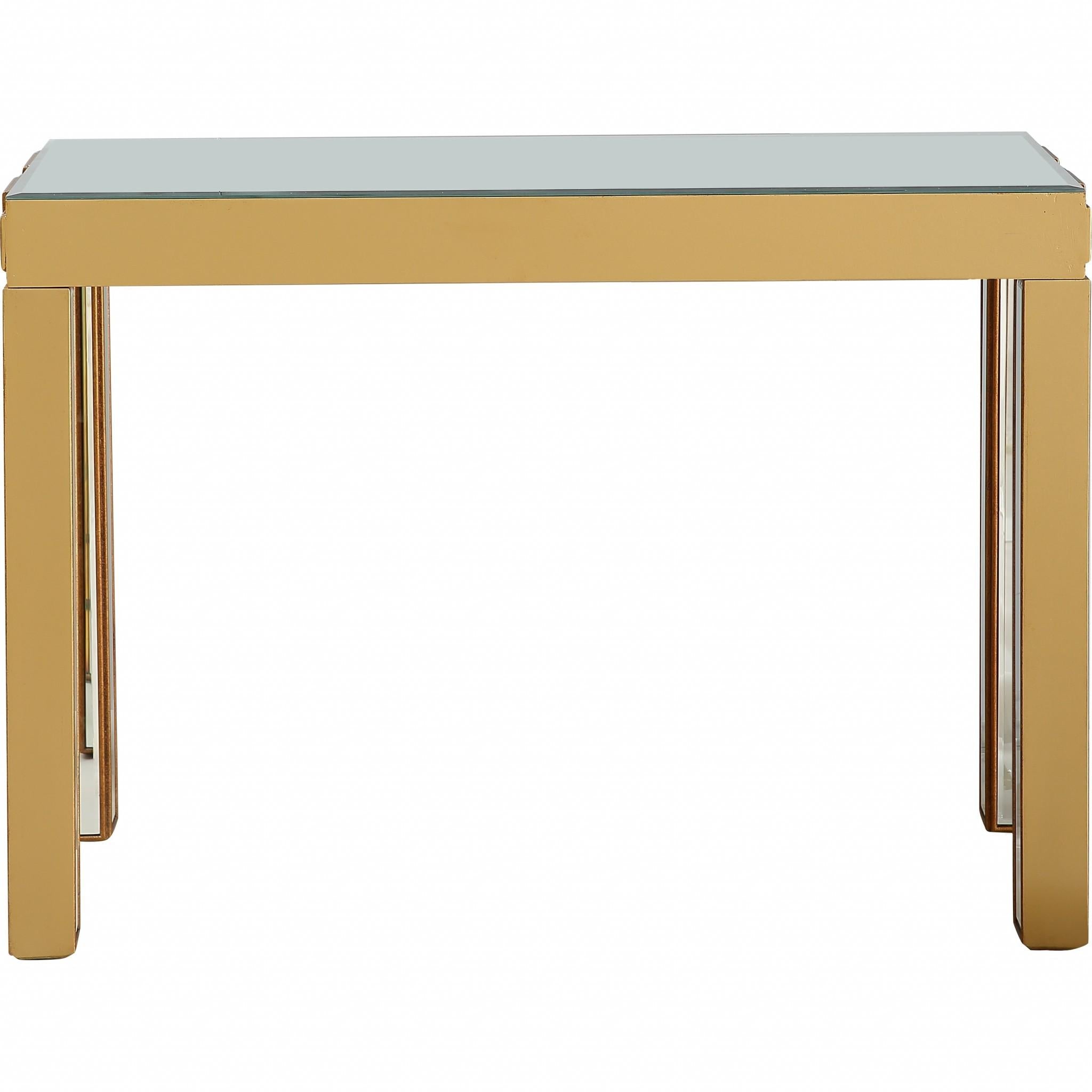 Square Reflective Mirror Console Table