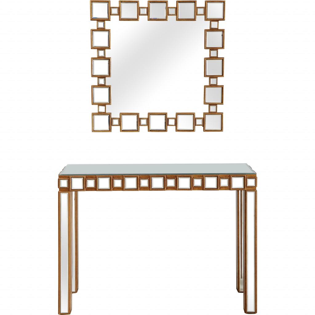 Square Reflective Mirror and Console Table