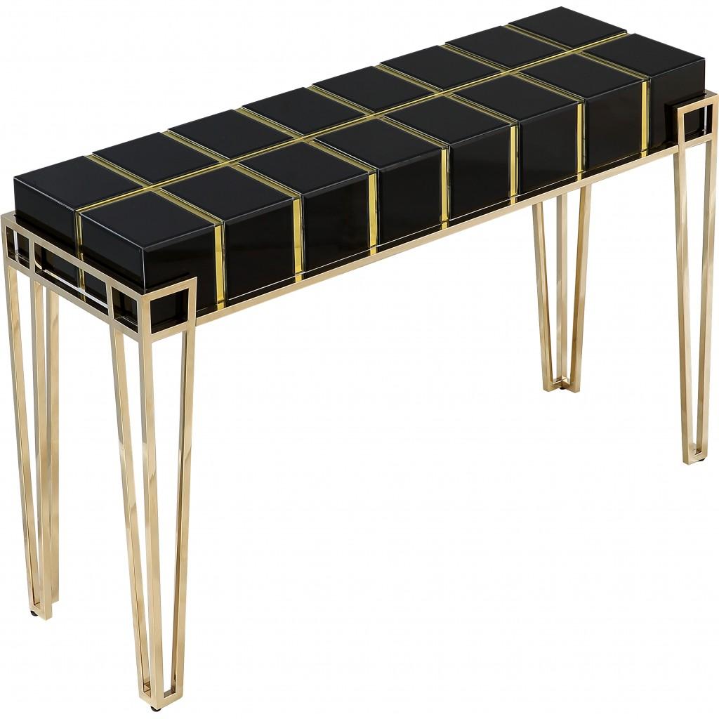 Gold and Black Sqaured Console Table