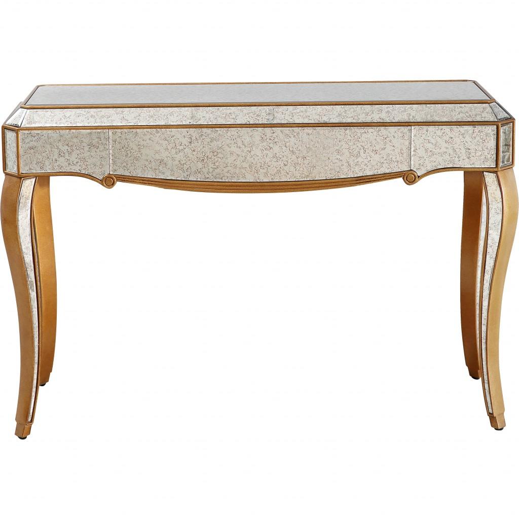 Antiqued Gold Wooden Console Table