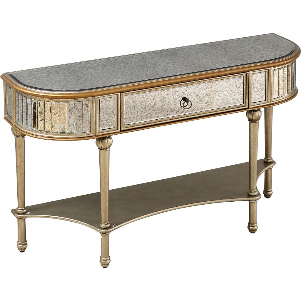 Antiqued Gold Demilune Console Table