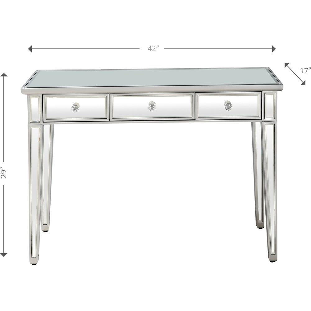 Silver Finish Three Drawer Console Table