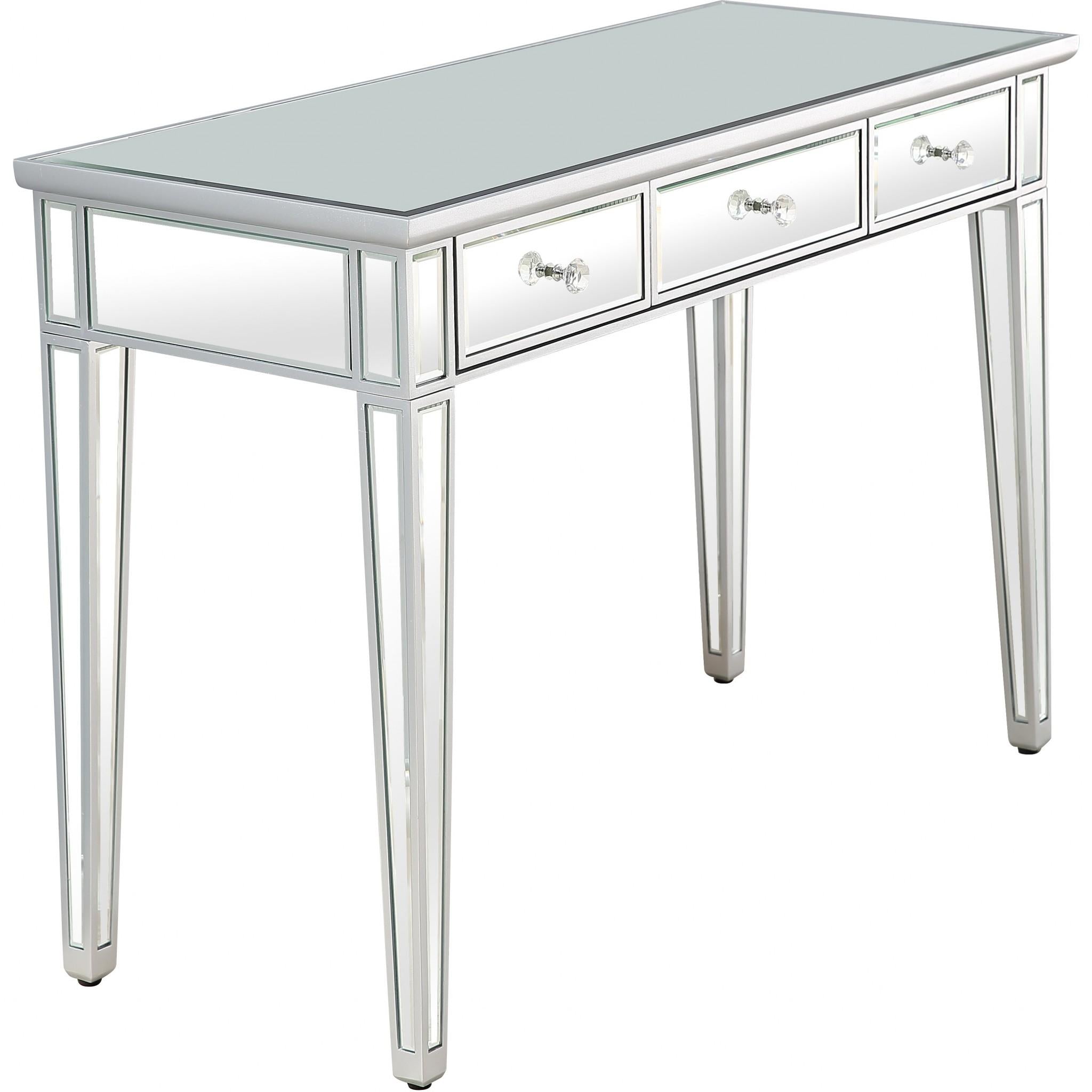 Silver Finish Three Drawer Console Table