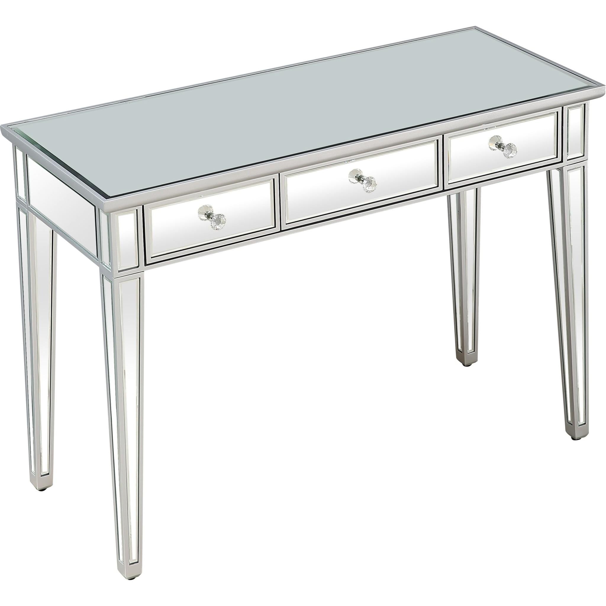 Silver Finish Three Drawer Console Table