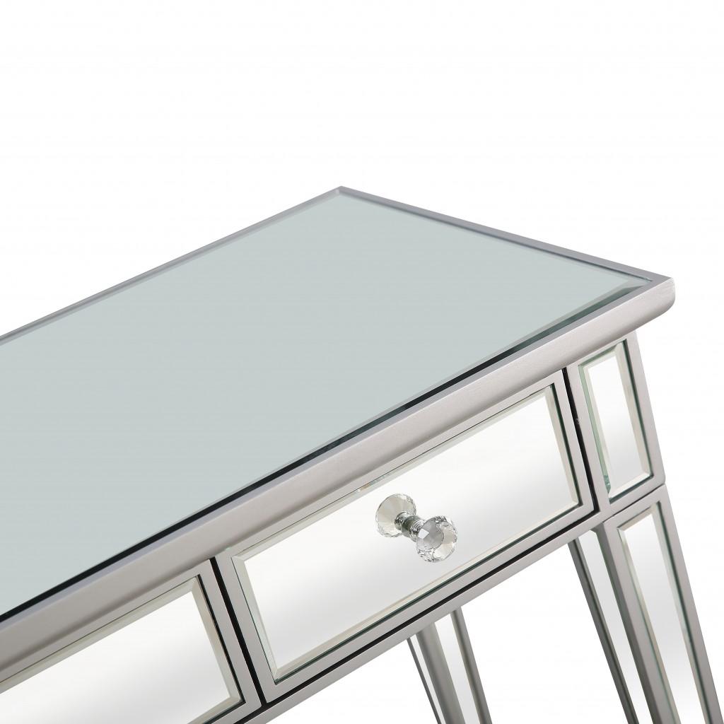 Silver Finish Three Drawer Console Table