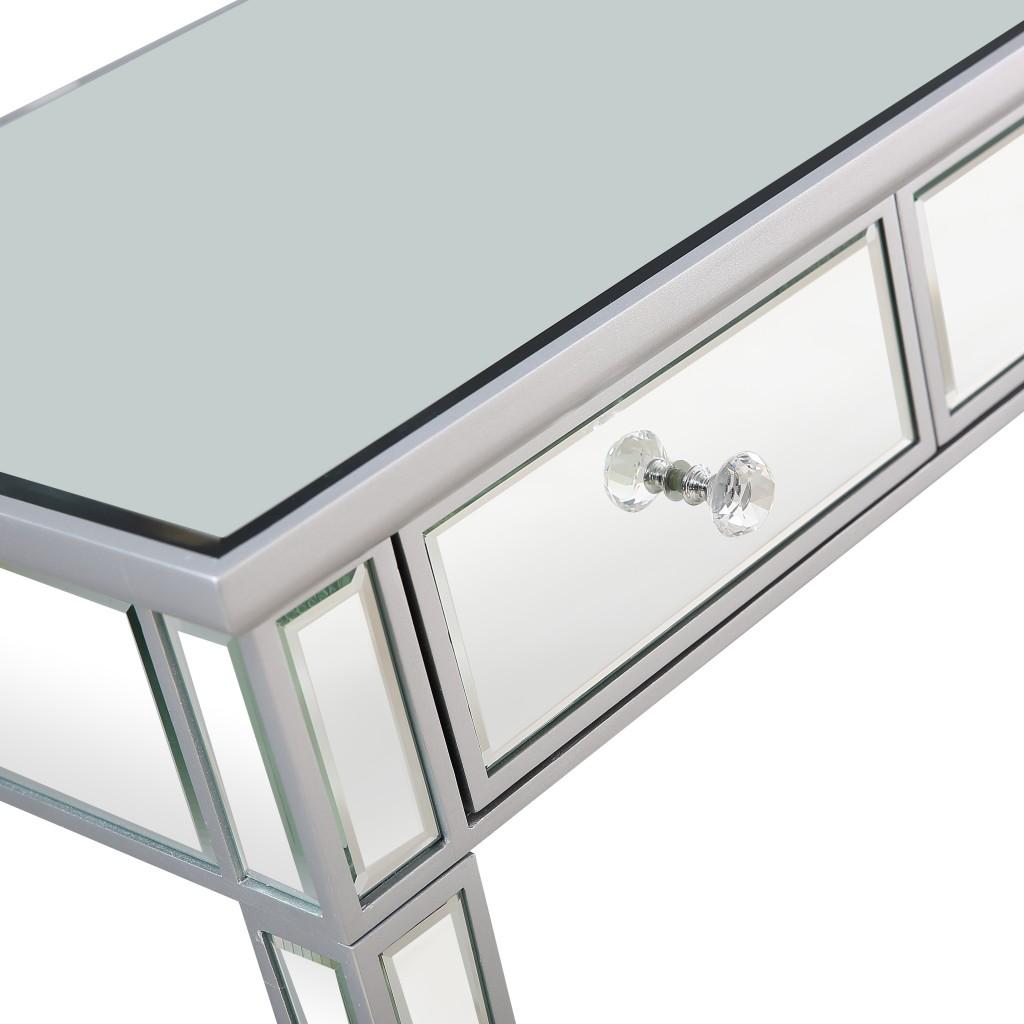 Silver Finish Three Drawer Console Table