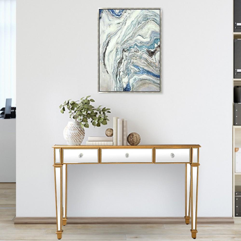 Gold Finish Trim Console Table