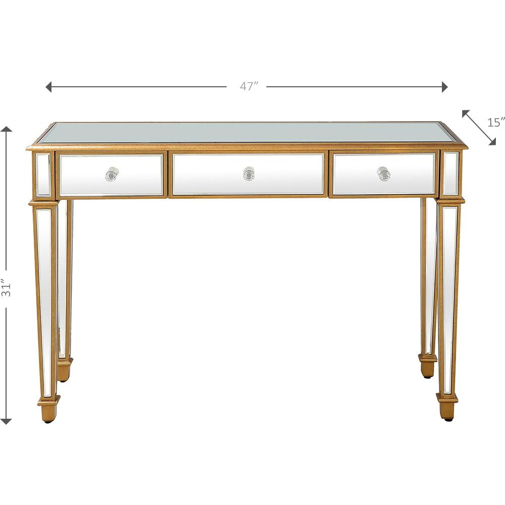 Gold Finish Trim Console Table