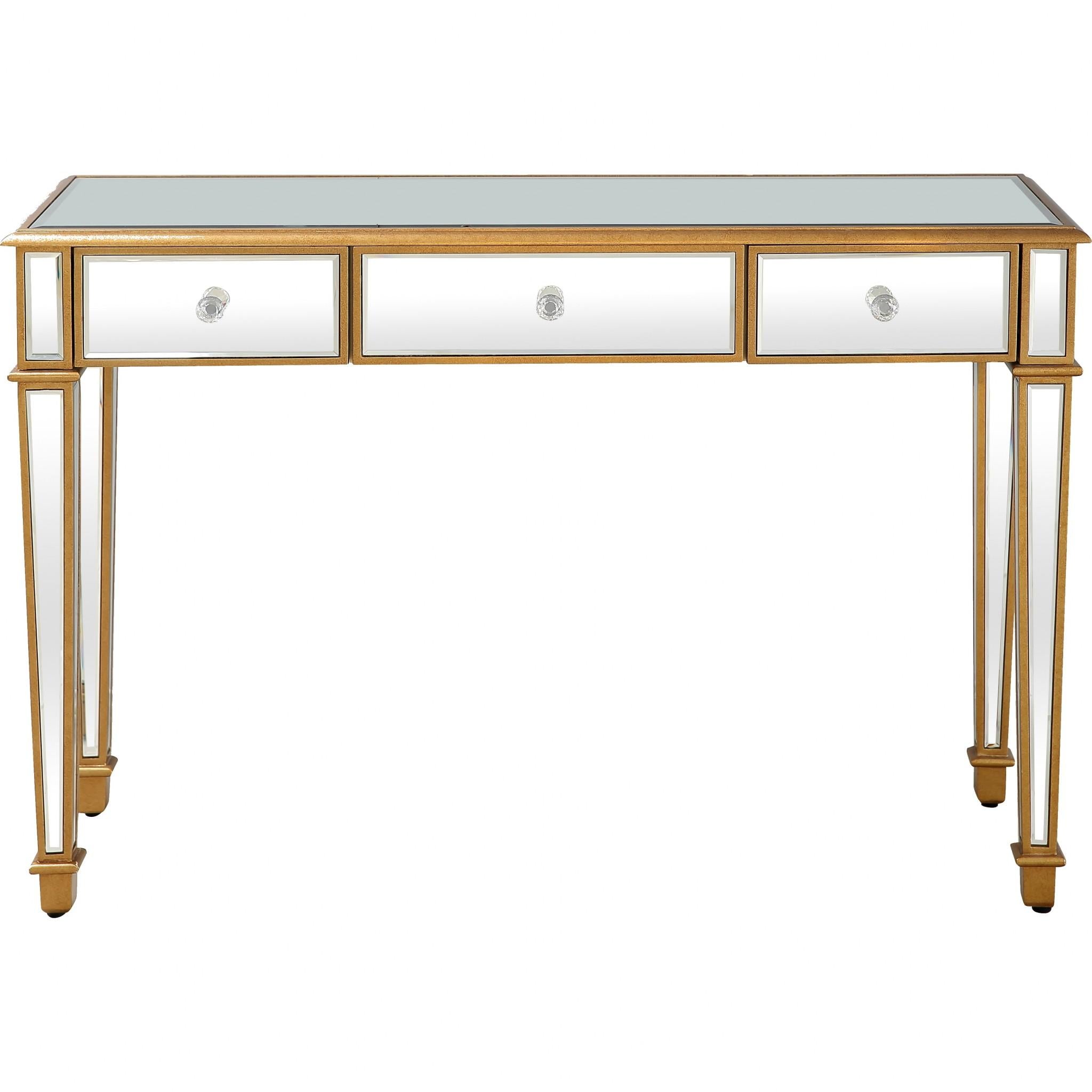 Gold Finish Trim Console Table