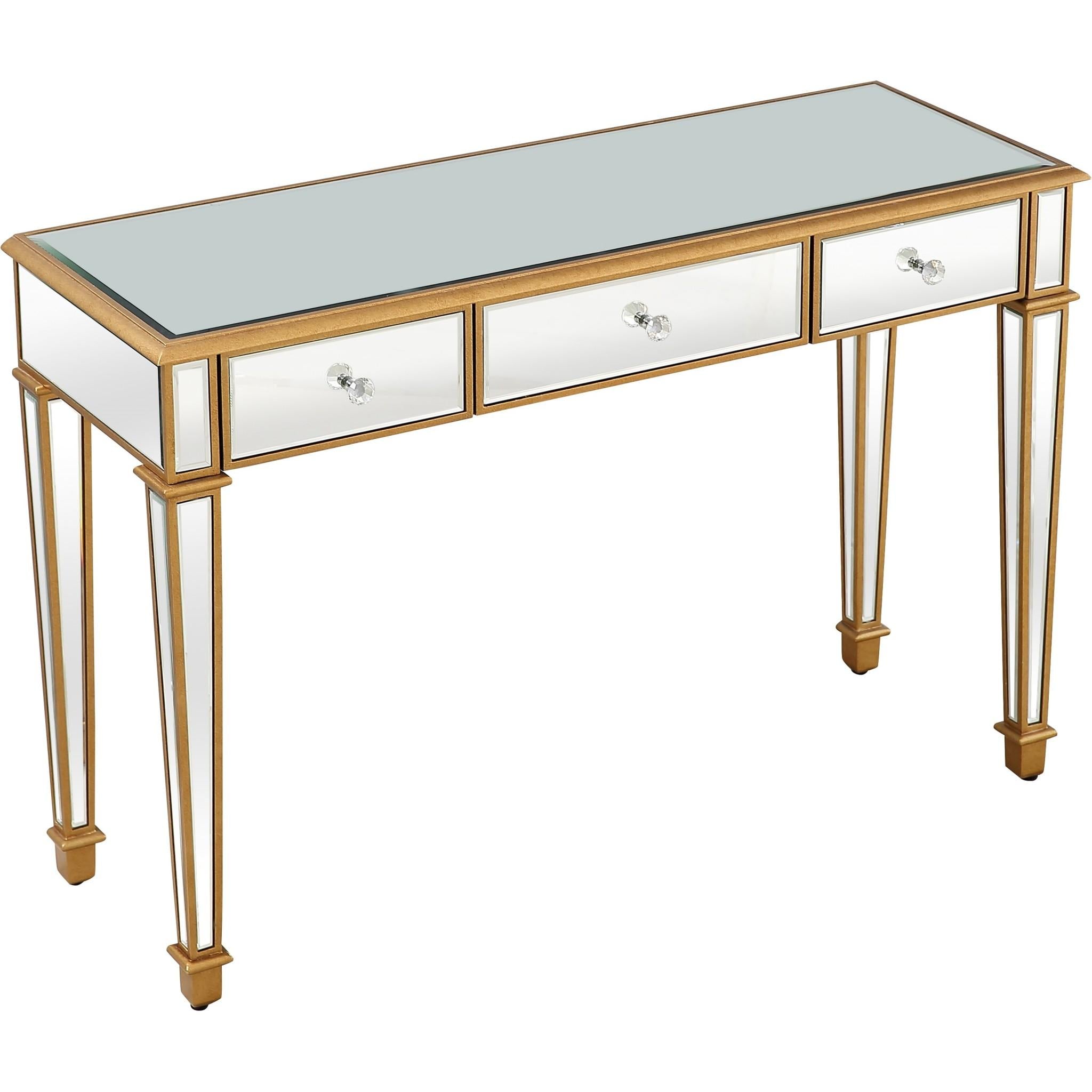 Gold Finish Trim Console Table